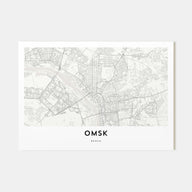 Omsk Map Landscape Poster