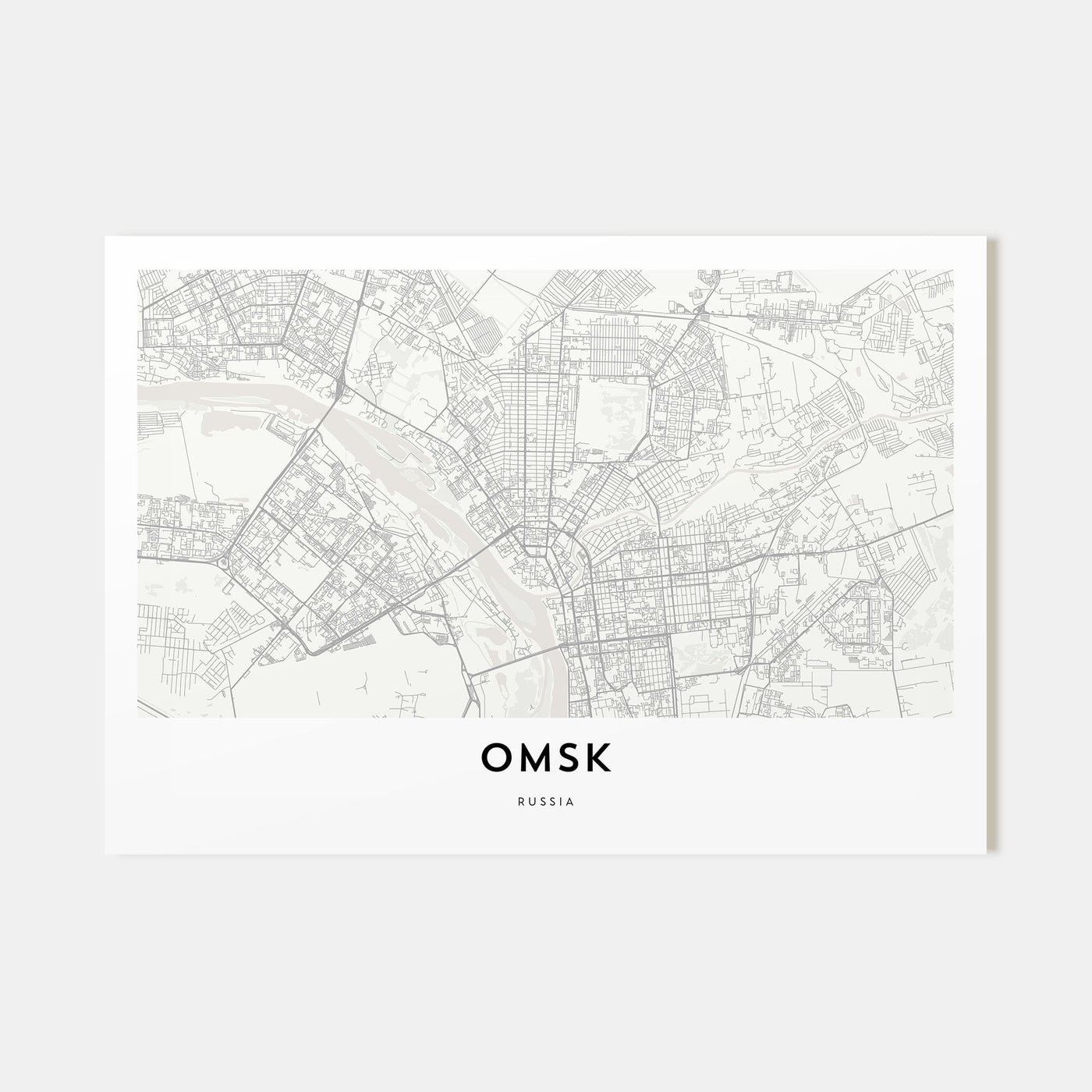 Omsk Map Landscape Poster