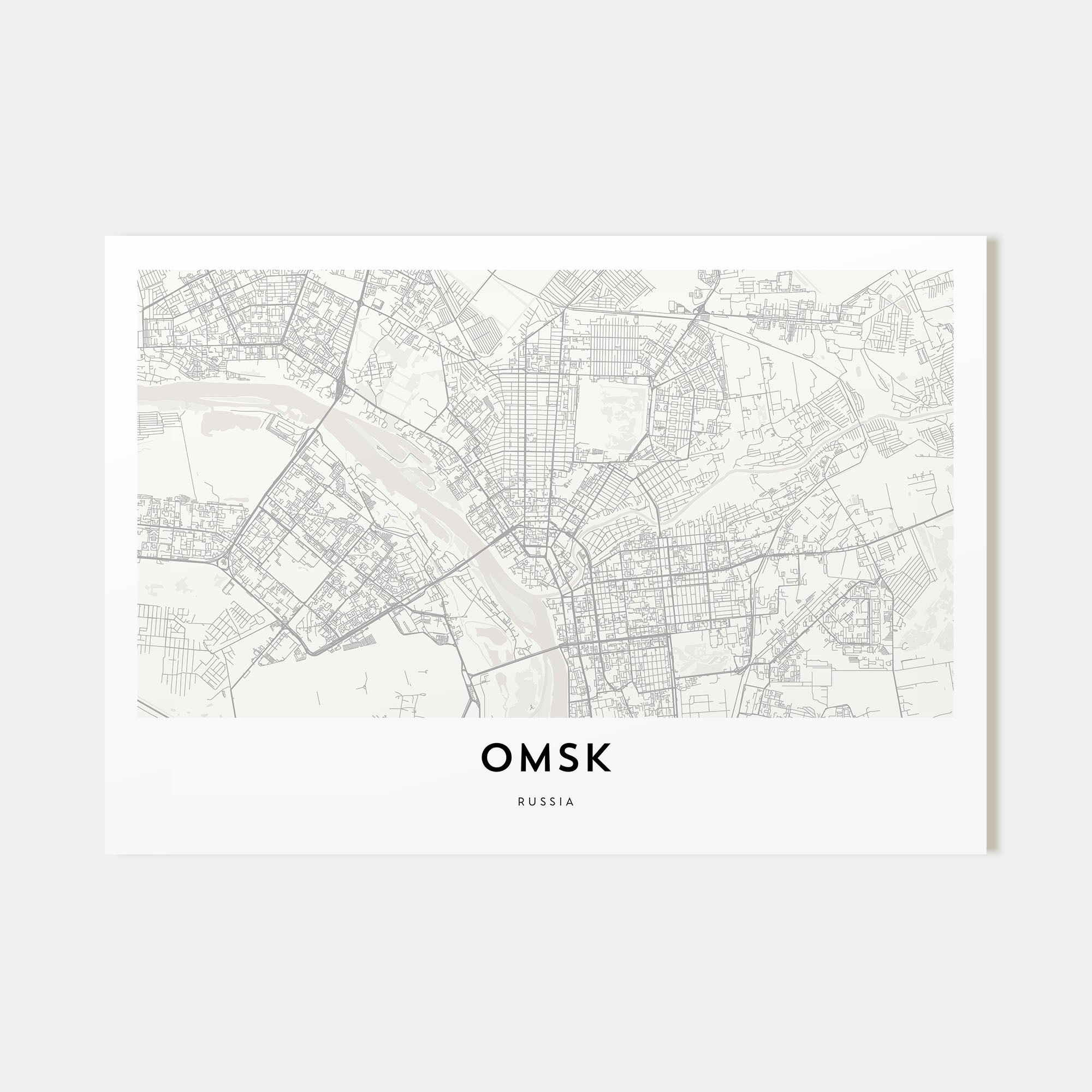 Omsk Map Landscape Poster
