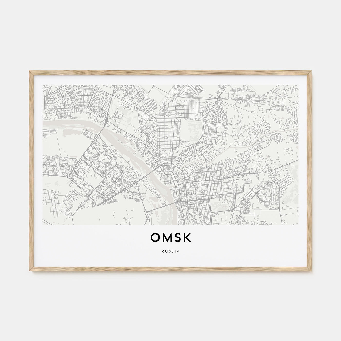 Omsk Map Landscape Poster