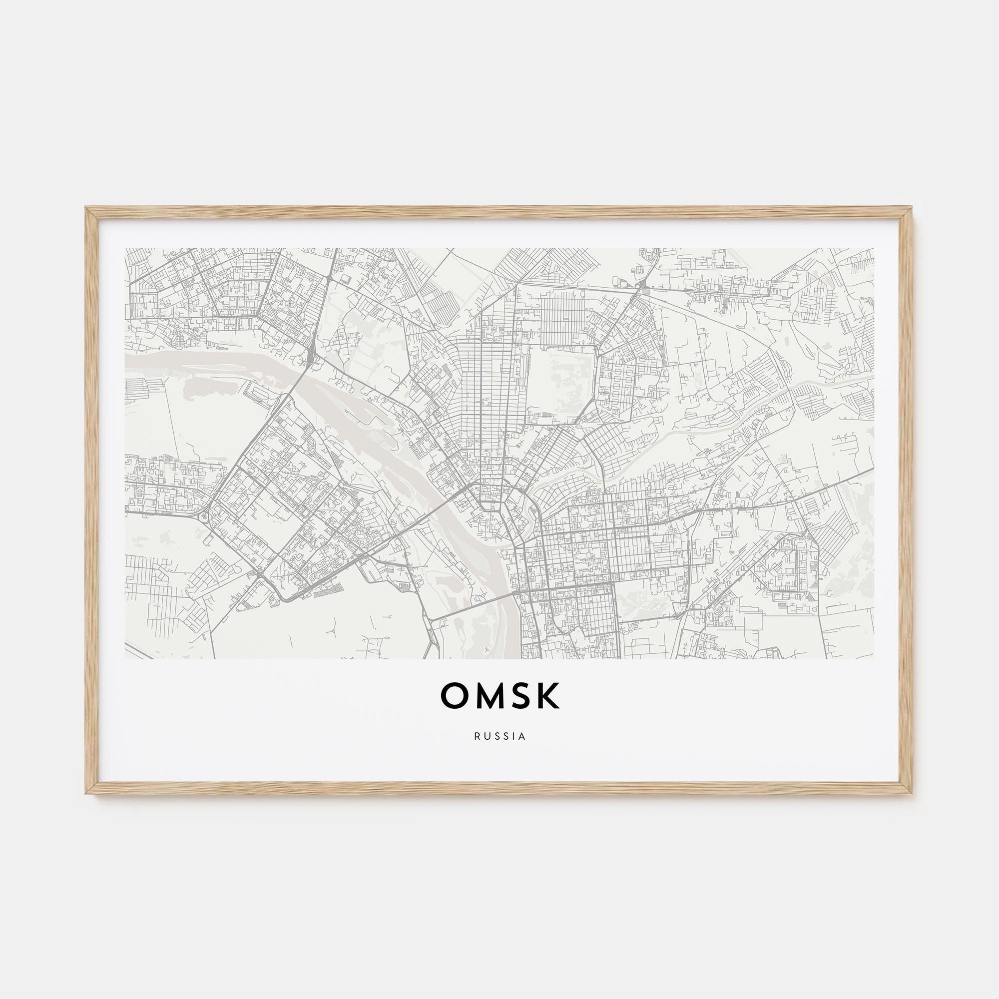 Omsk Map Landscape Poster