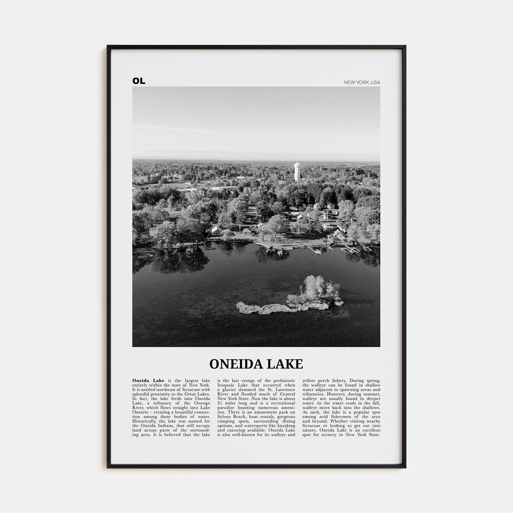Oneida Lake Travel B&W Poster