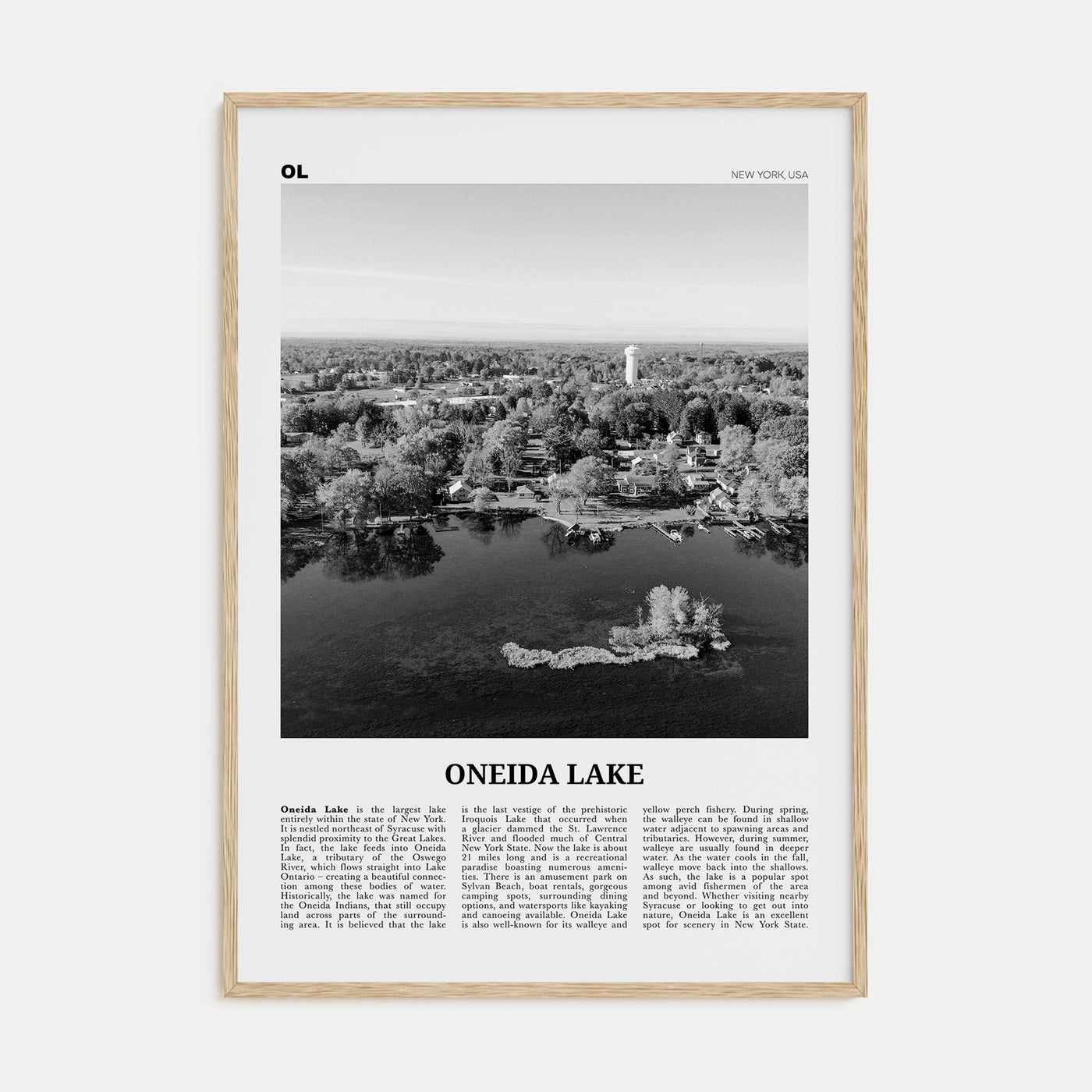 Oneida Lake Travel B&W Poster