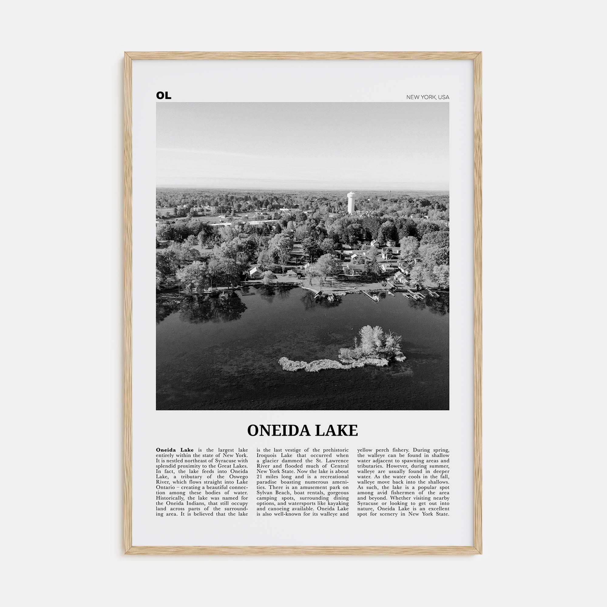 Oneida Lake Travel B&W Poster