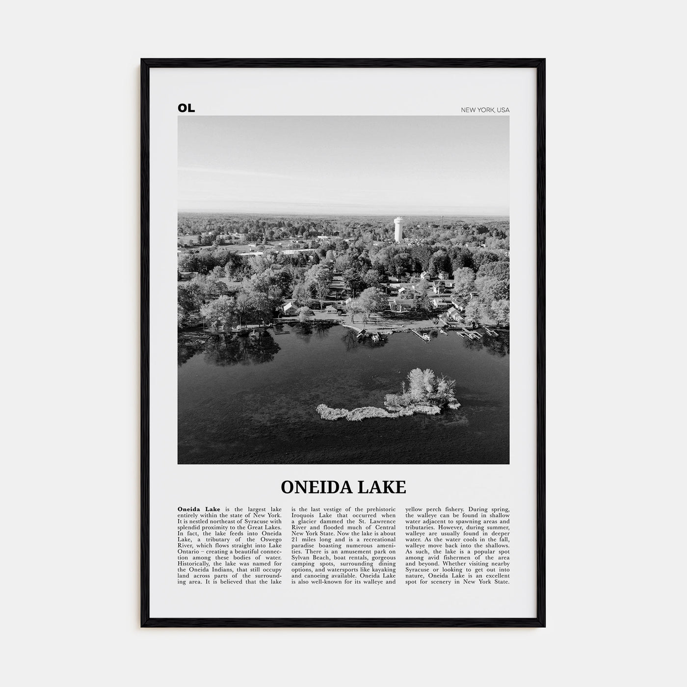 Oneida Lake Travel B&W Poster