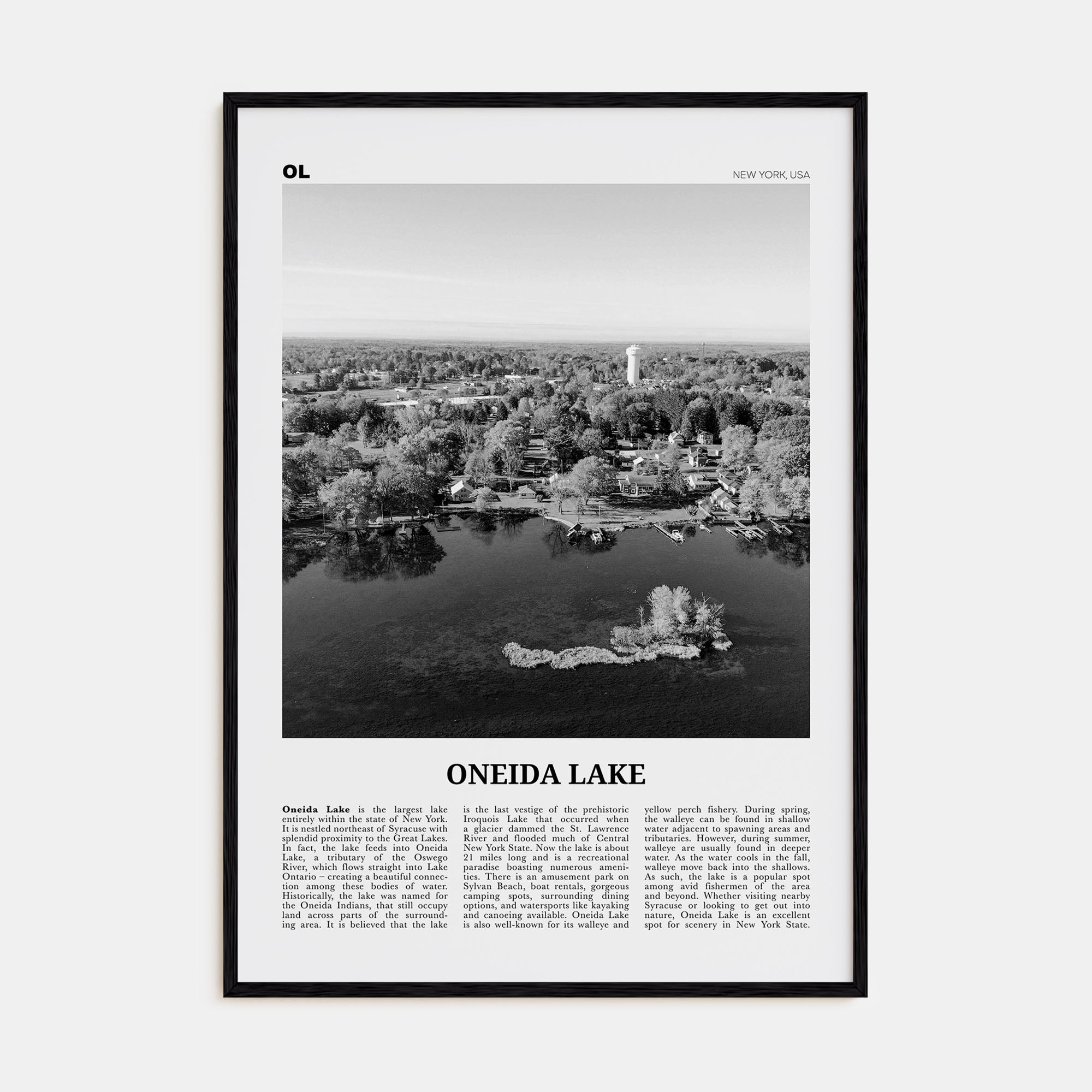 Oneida Lake Travel B&W Poster