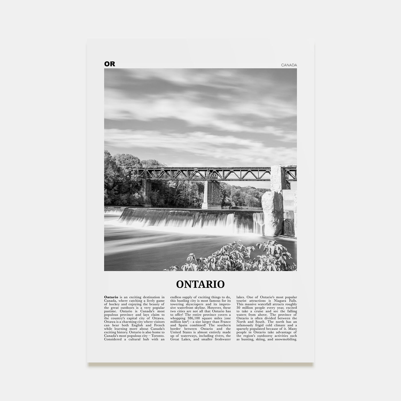 Ontario Travel B&W Poster