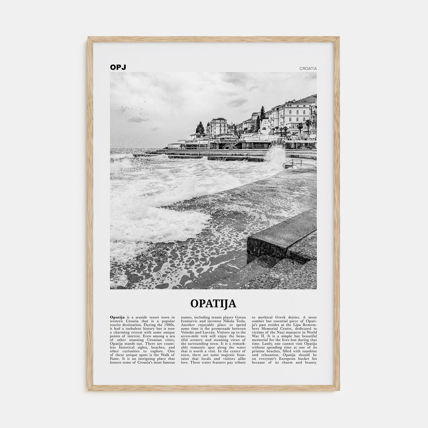 Opatija Travel B&W Poster