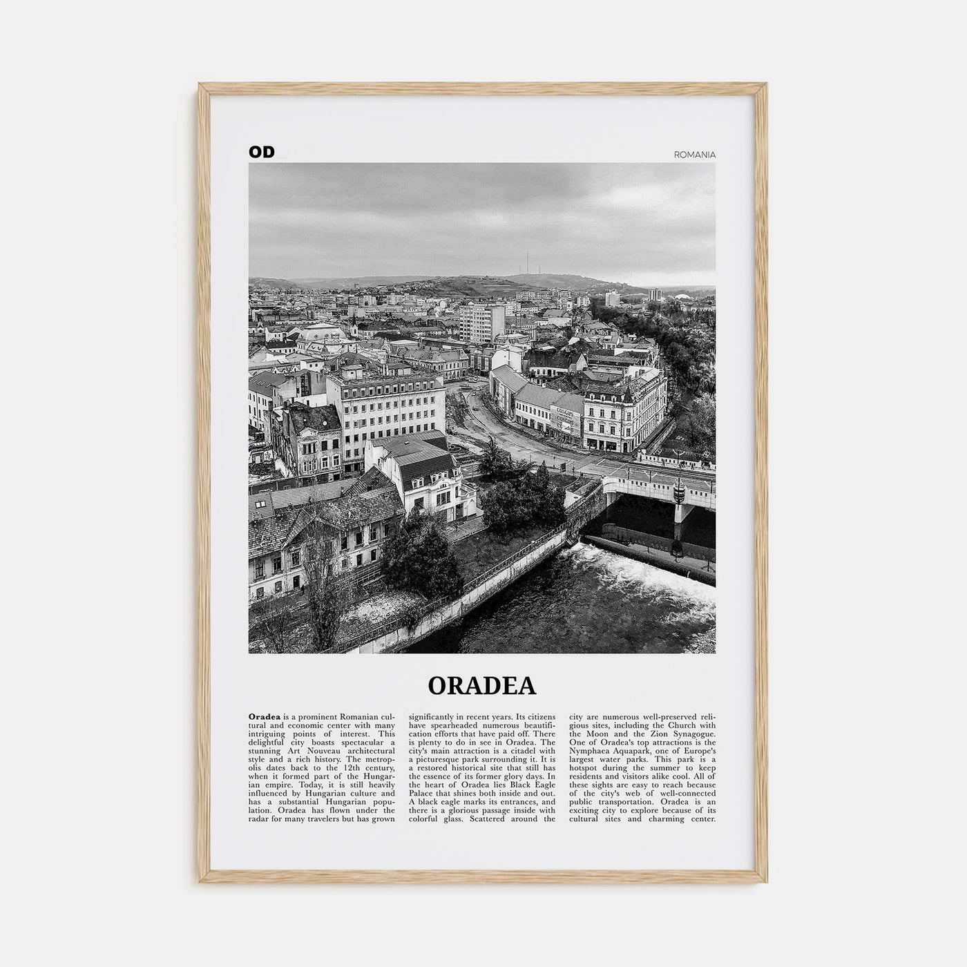 Oradea Travel B&W Poster