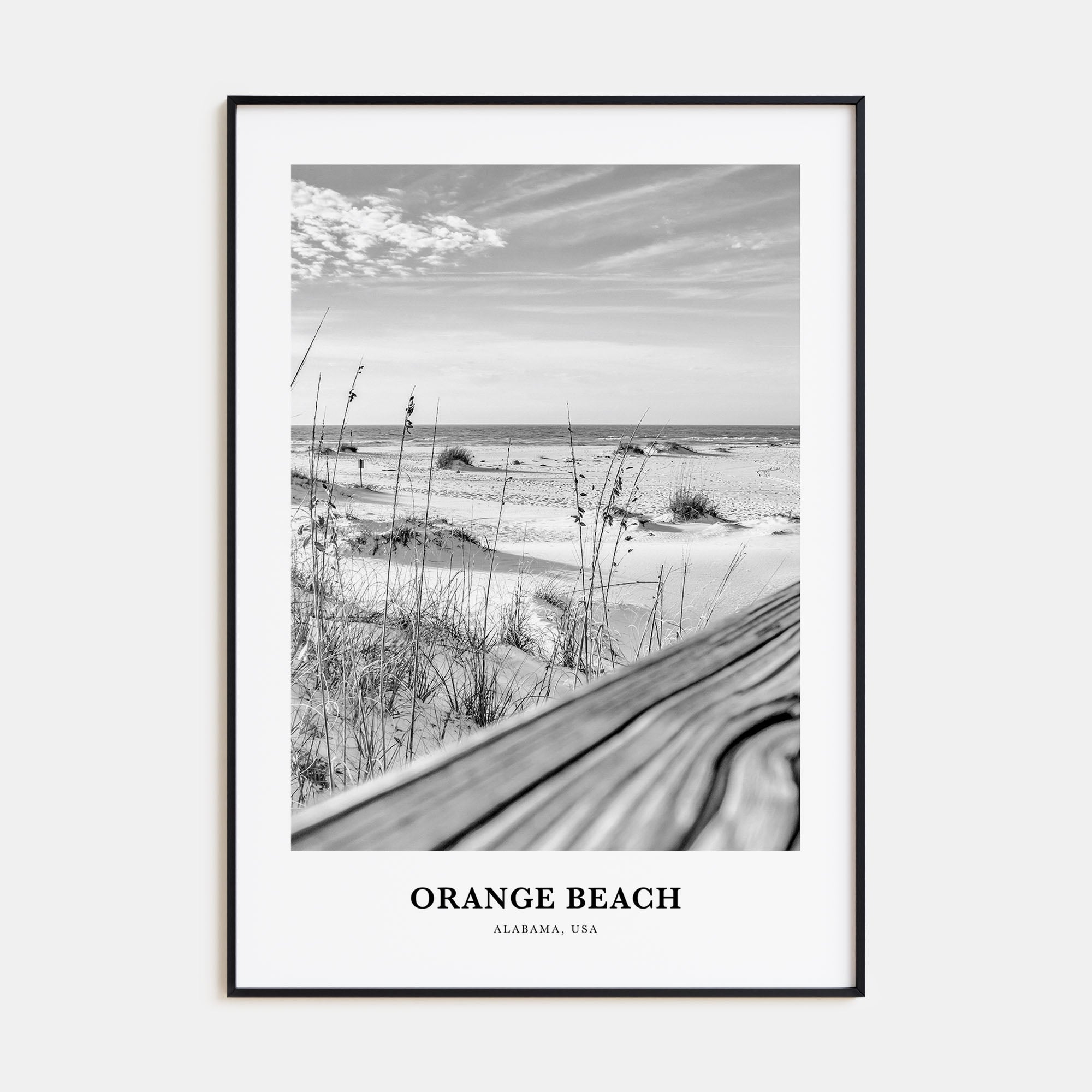 Orange Beach Portrait B&W Poster