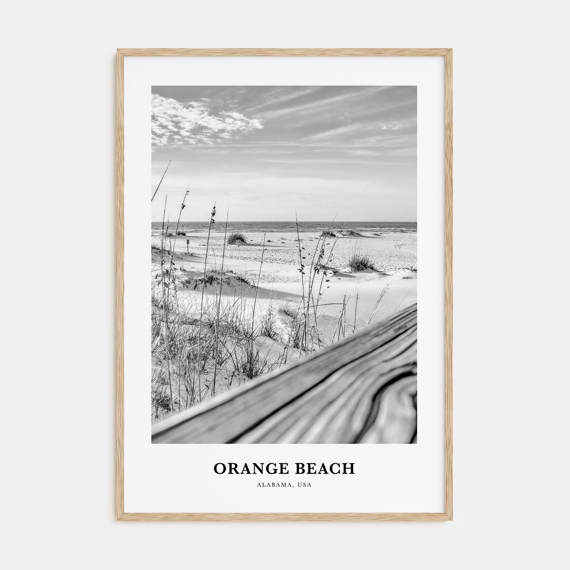Orange Beach Portrait B&W Poster