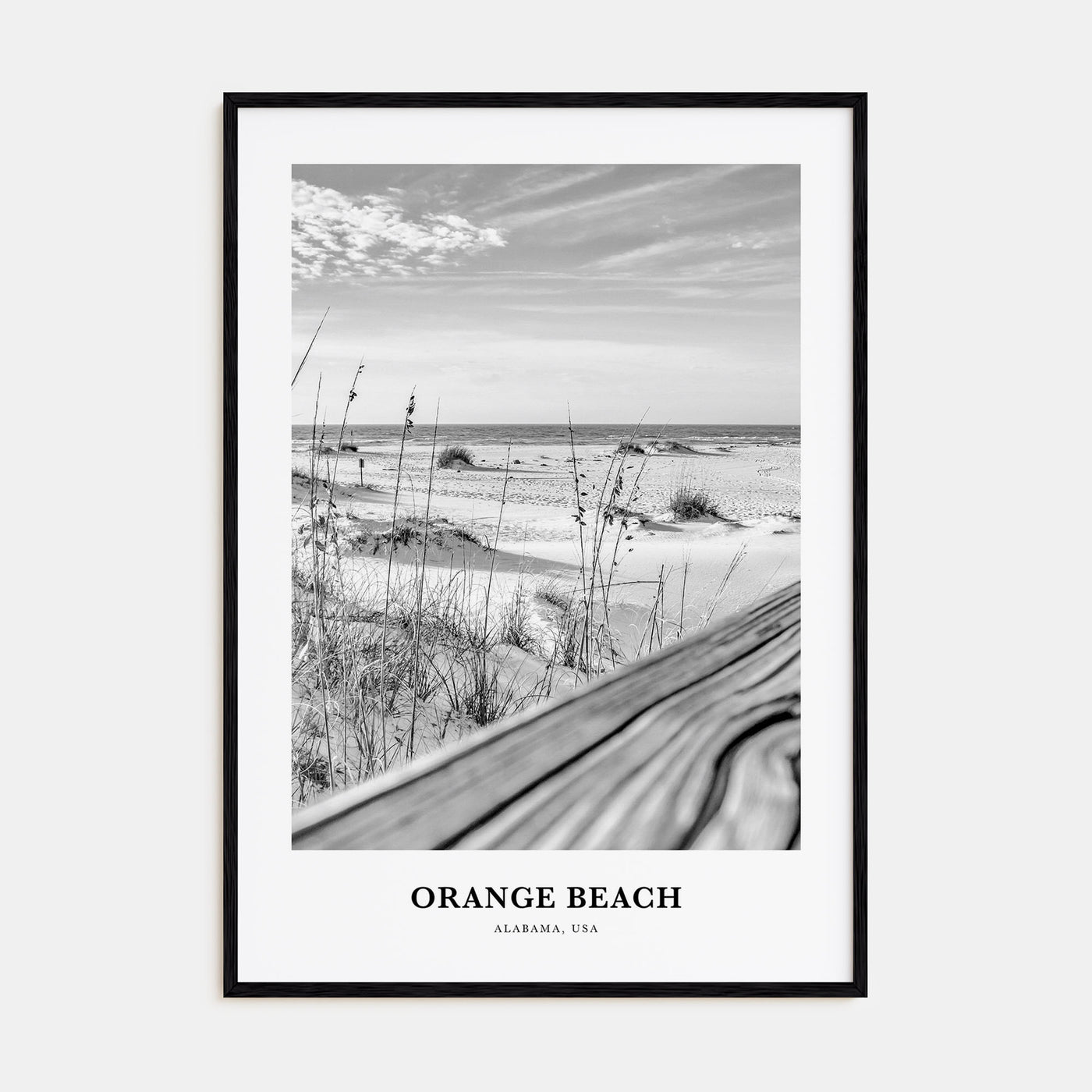 Orange Beach Portrait B&W Poster