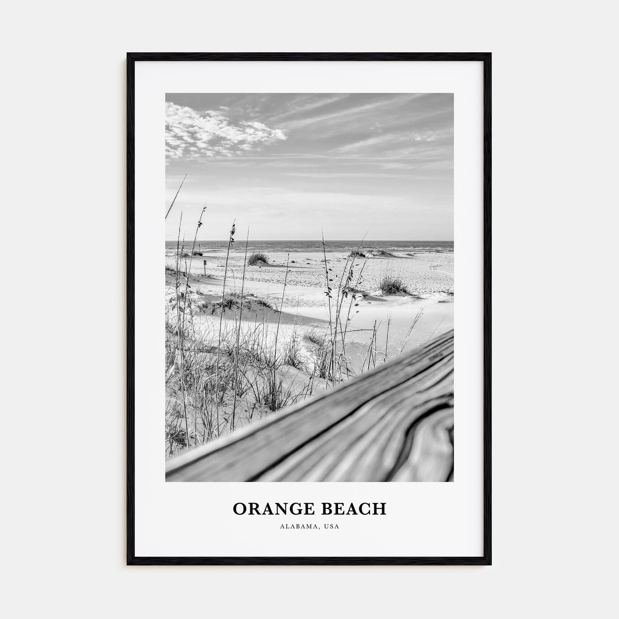 Orange Beach Portrait B&W Poster