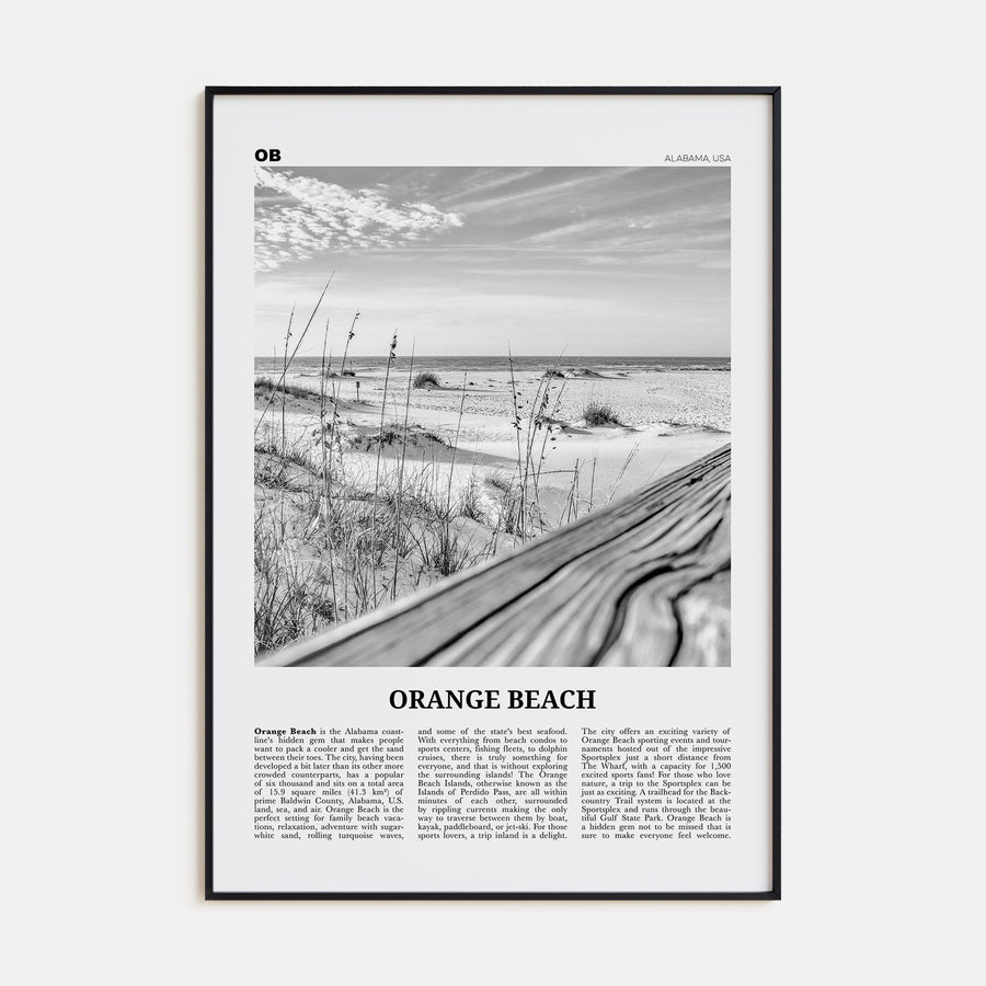Orange Beach Travel B&W Poster