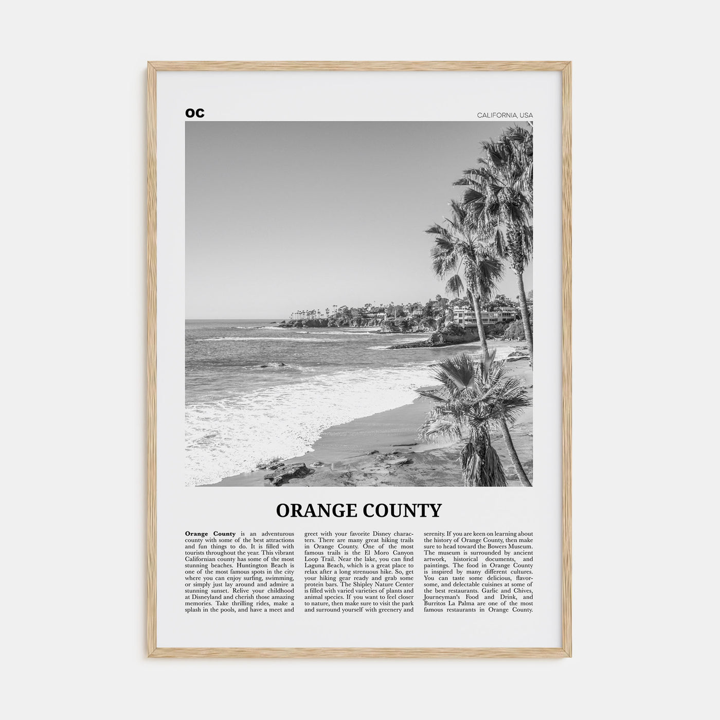 Orange County Travel B&W No 1 Poster