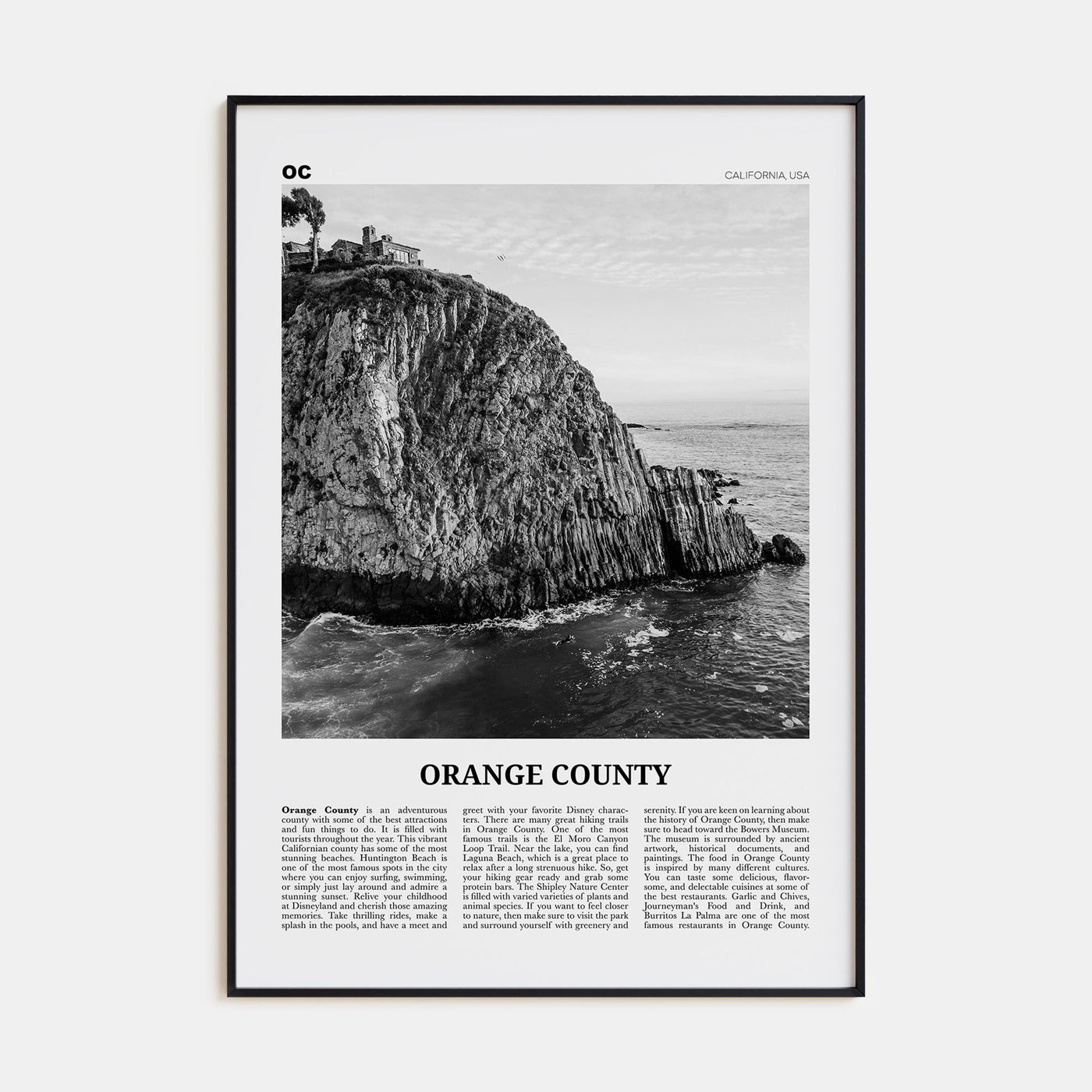 Orange County Travel B&W No 2 Poster