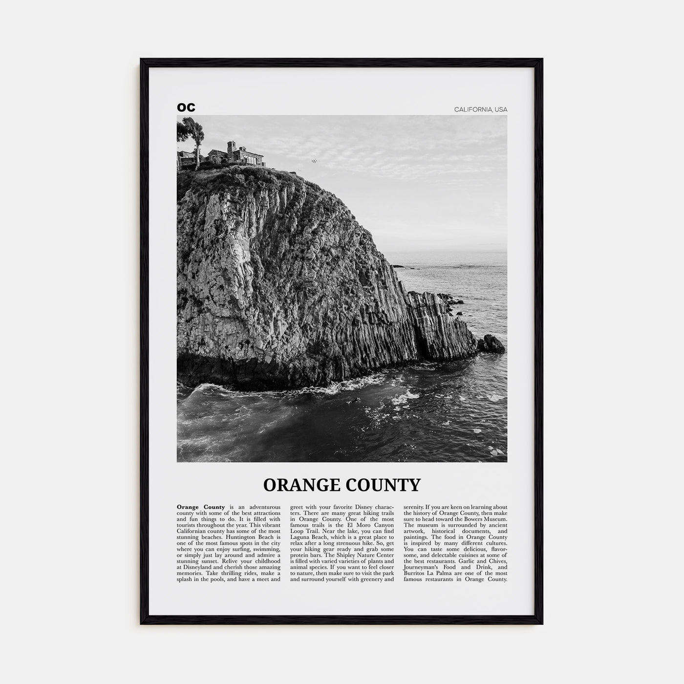 Orange County Travel B&W No 2 Poster