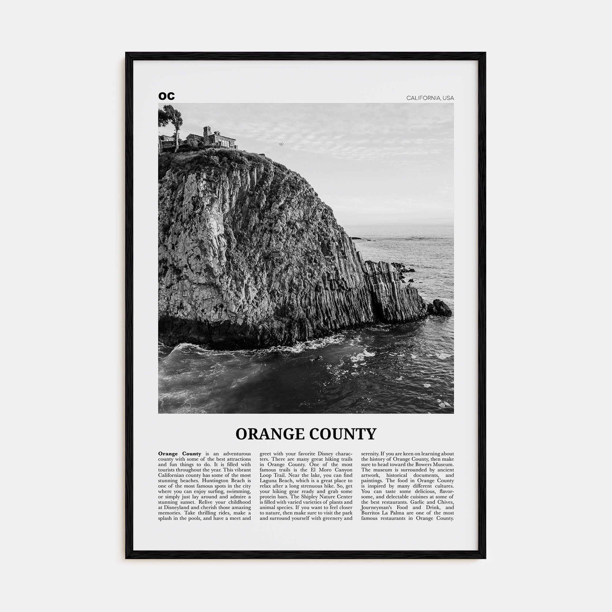 Orange County Travel B&W No 2 Poster