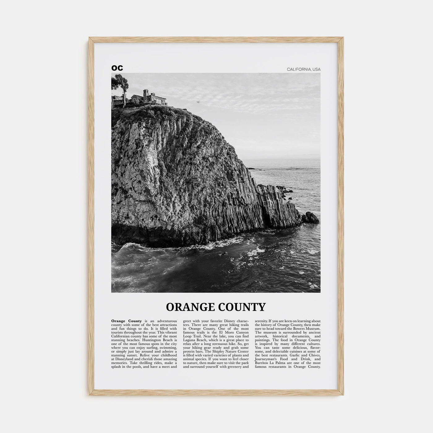 Orange County Travel B&W No 2 Poster