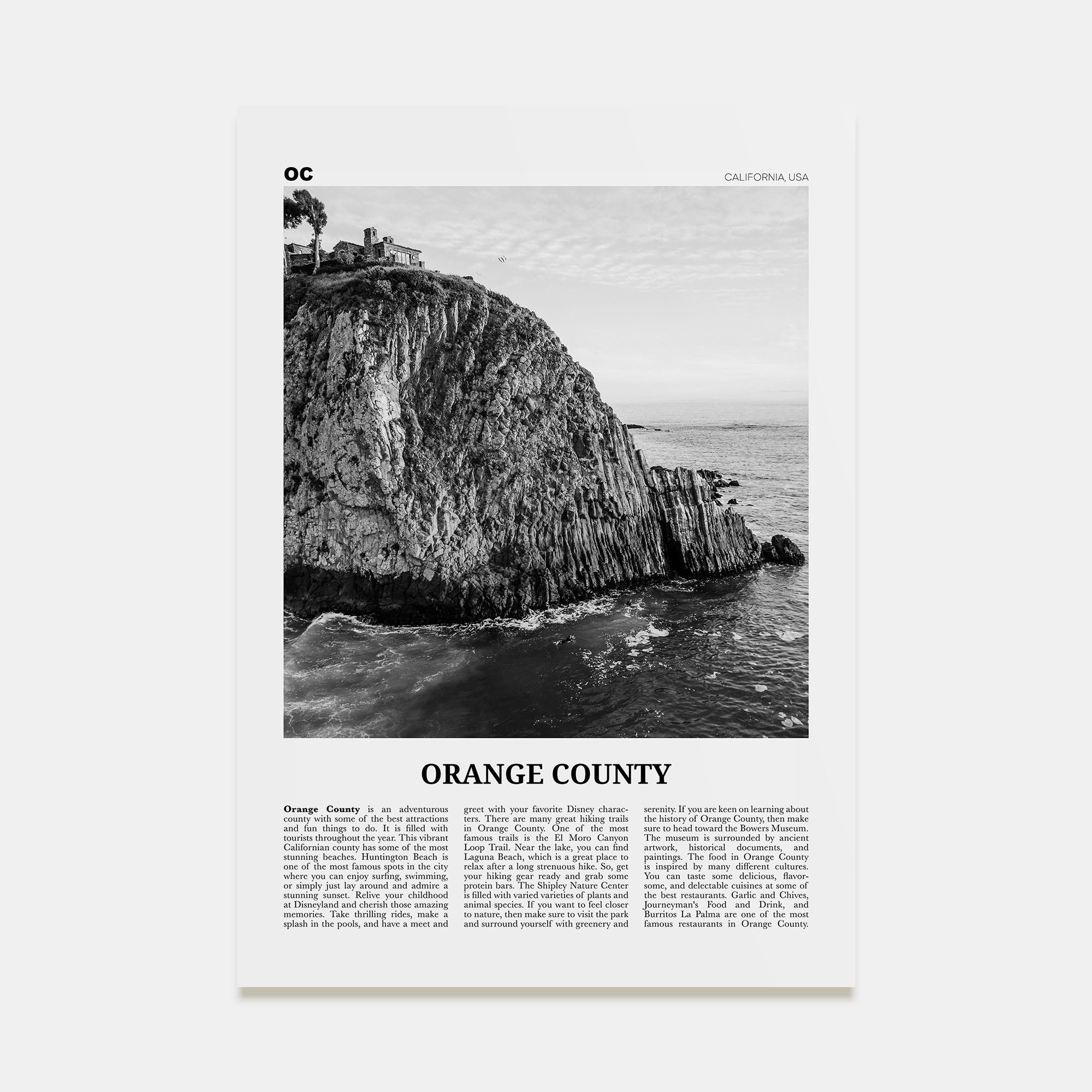 Orange County Travel B&W No 2 Poster
