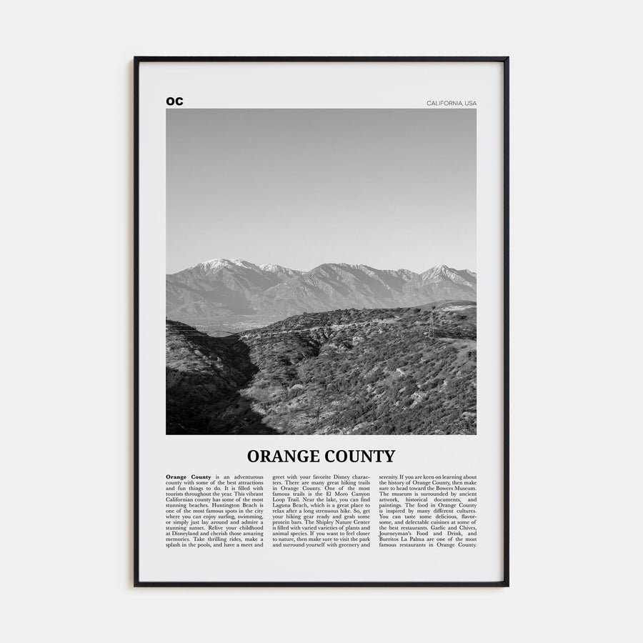 Orange County Travel B&W No 3 Poster