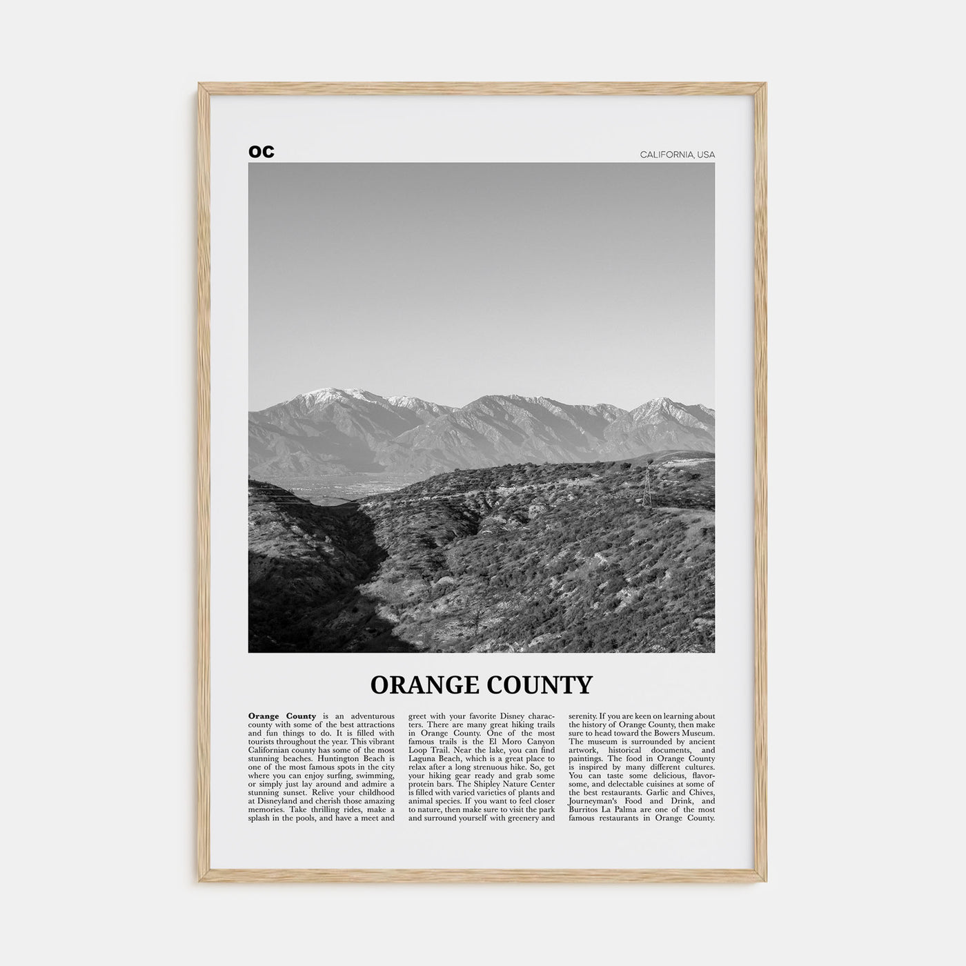 Orange County Travel B&W No 3 Poster