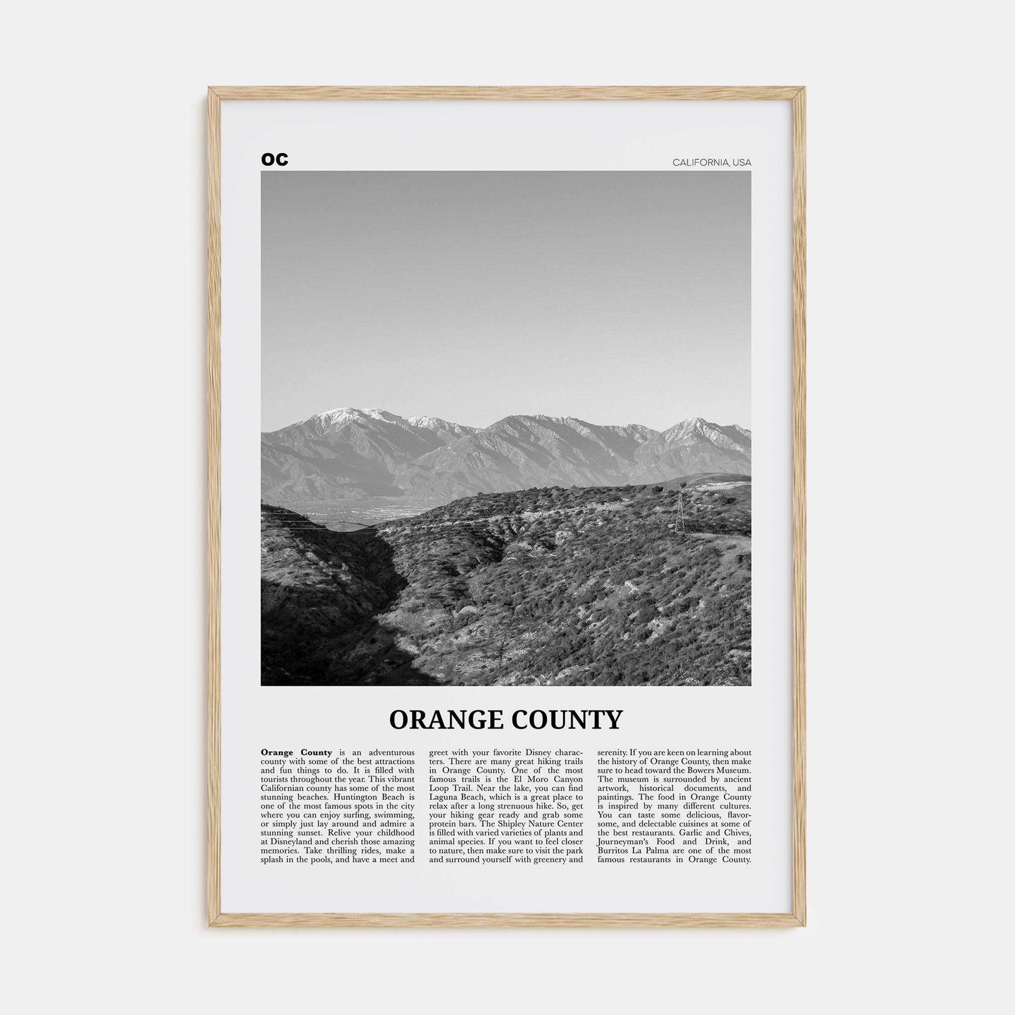Orange County Travel B&W No 3 Poster