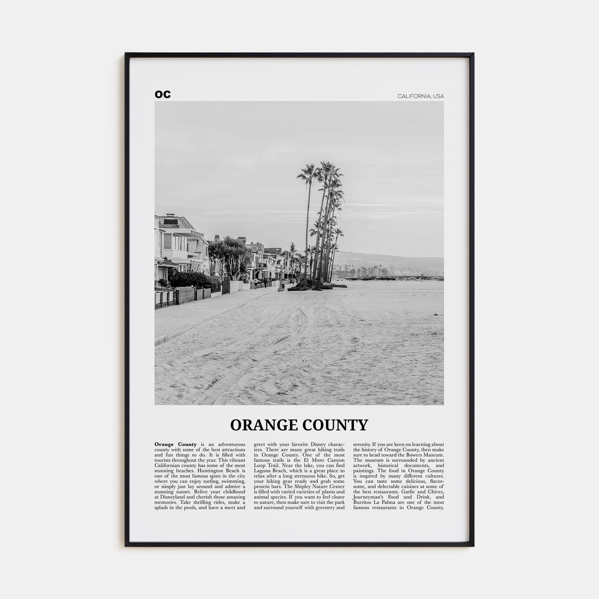 Orange County Travel B&W No 4 Poster