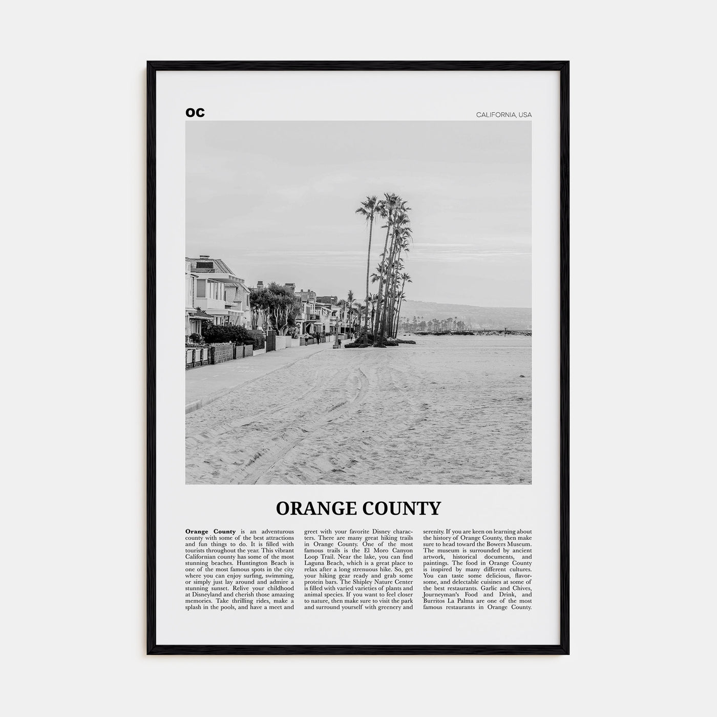 Orange County Travel B&W No 4 Poster