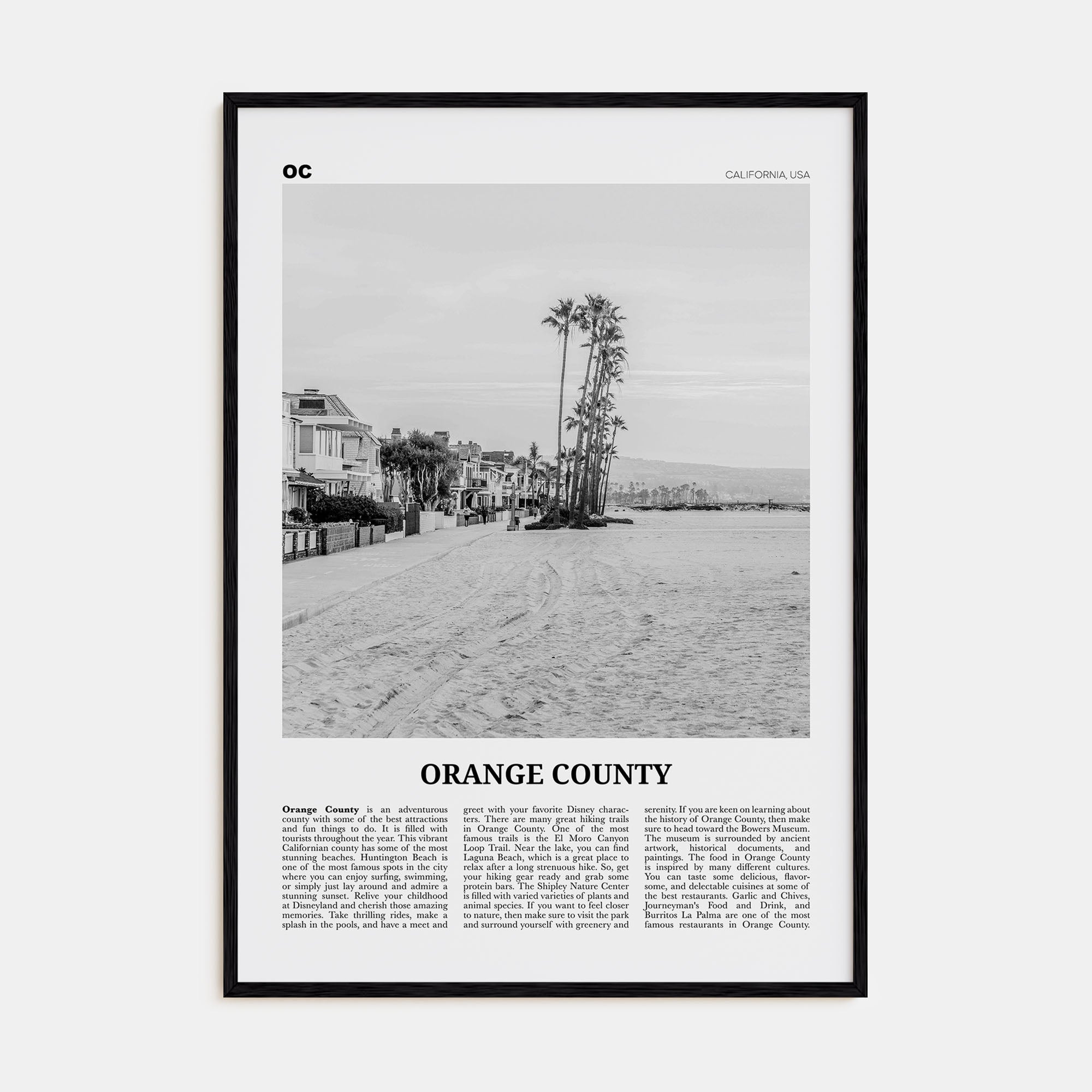 Orange County Travel B&W No 4 Poster
