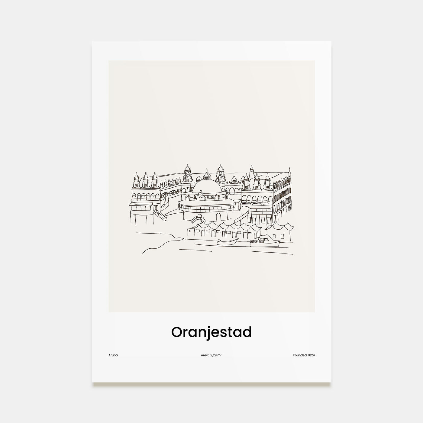 Oranjestad Drawn Poster