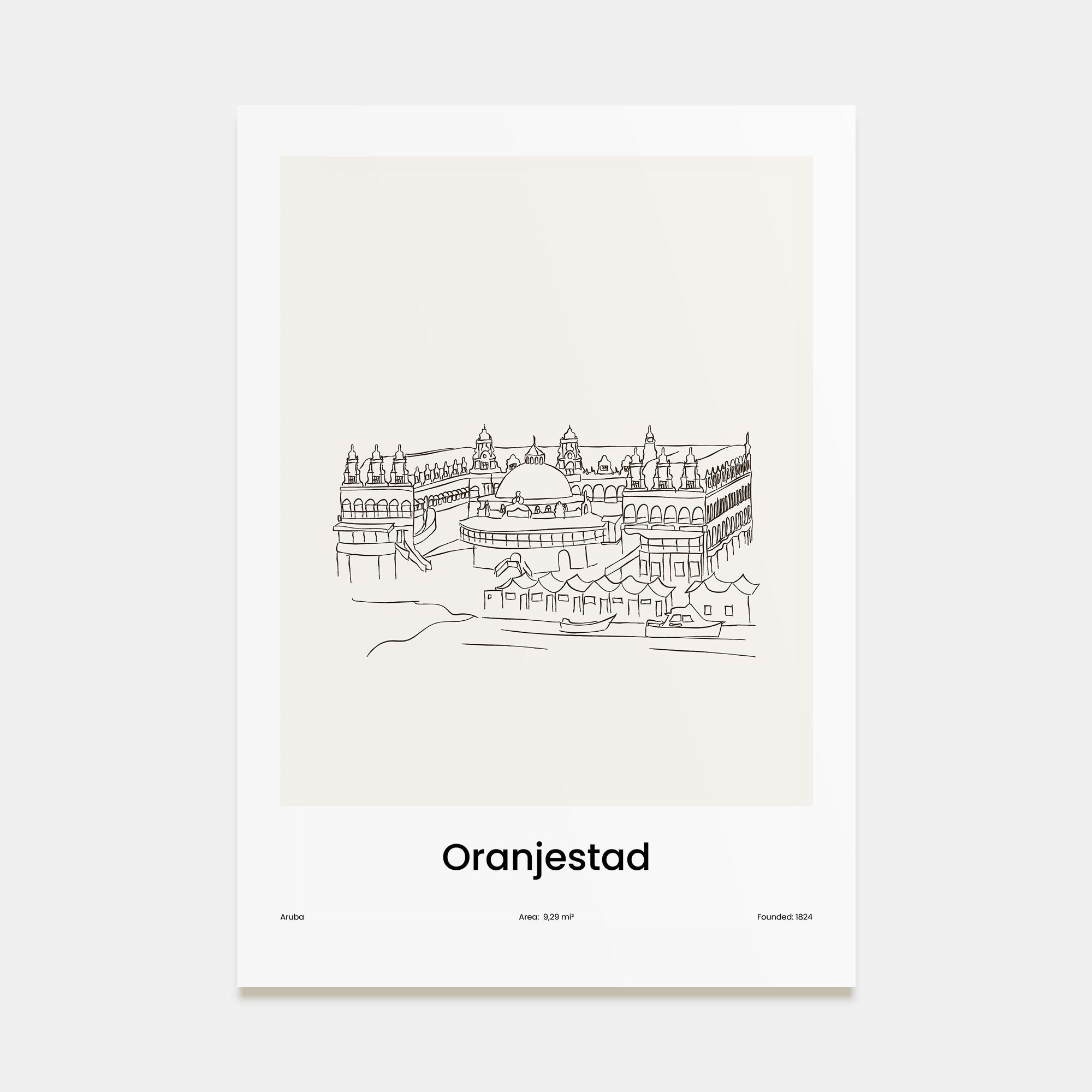 Oranjestad Drawn Poster