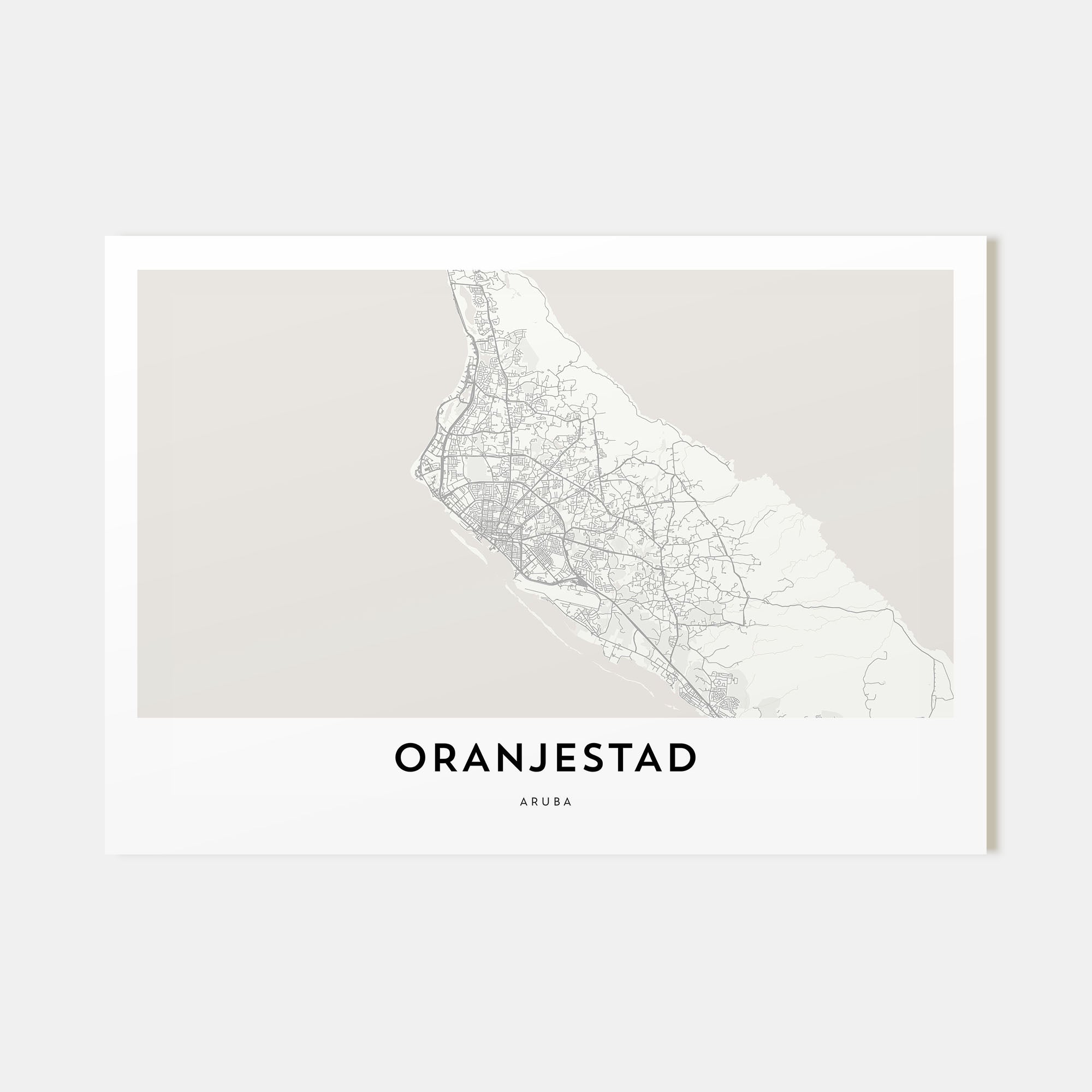 Oranjestad Map Landscape Poster