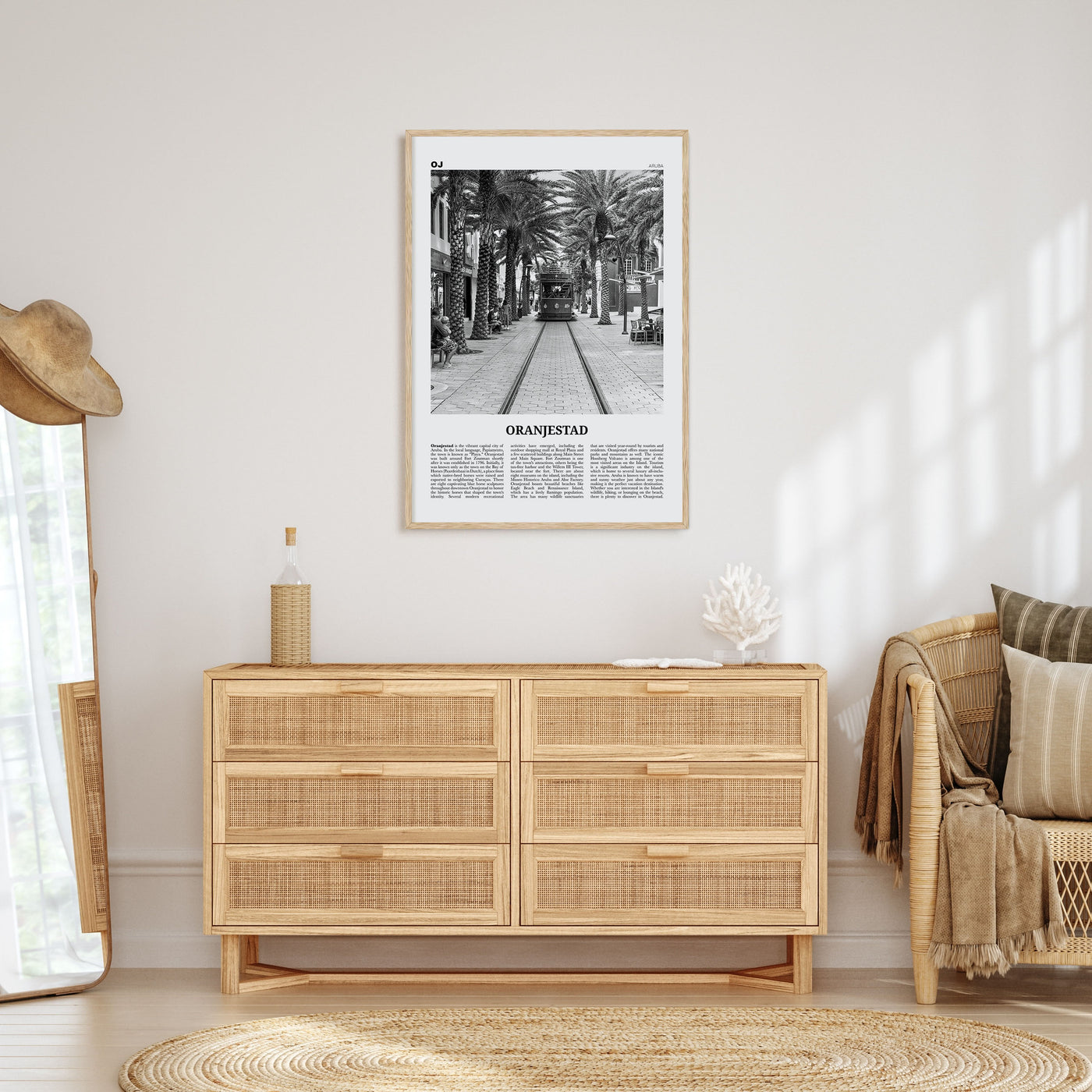 Oranjestad Travel B&W Poster