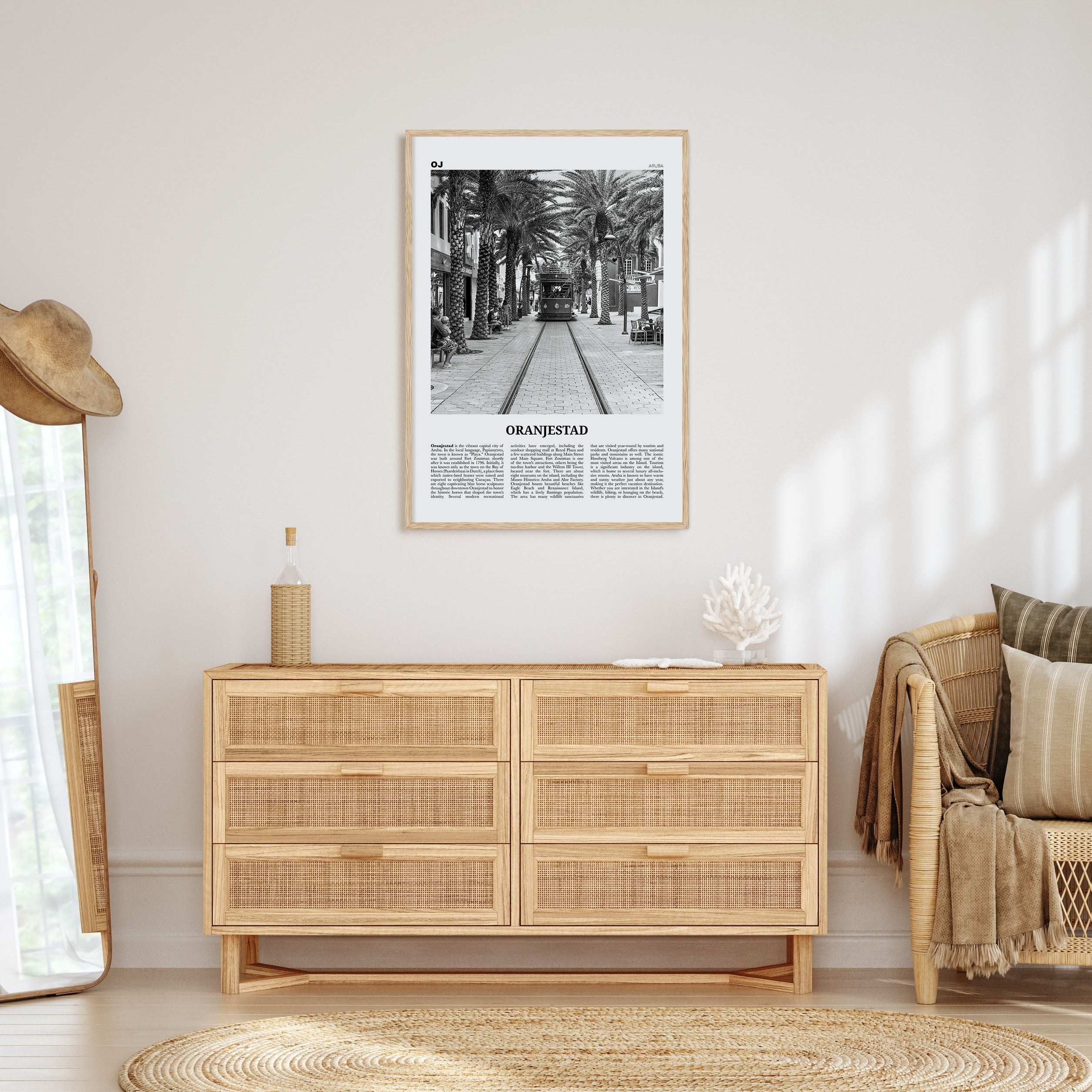 Oranjestad Travel B&W Poster