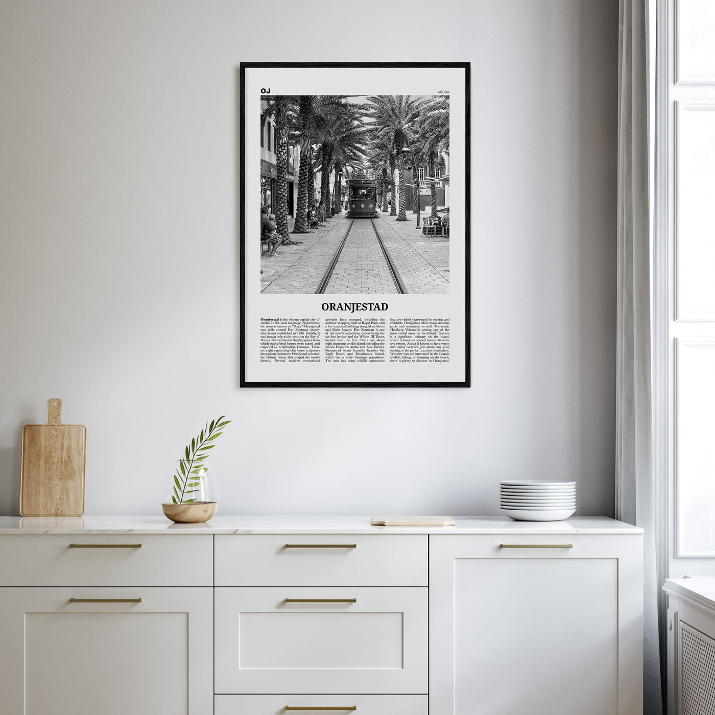 Oranjestad Travel B&W Poster