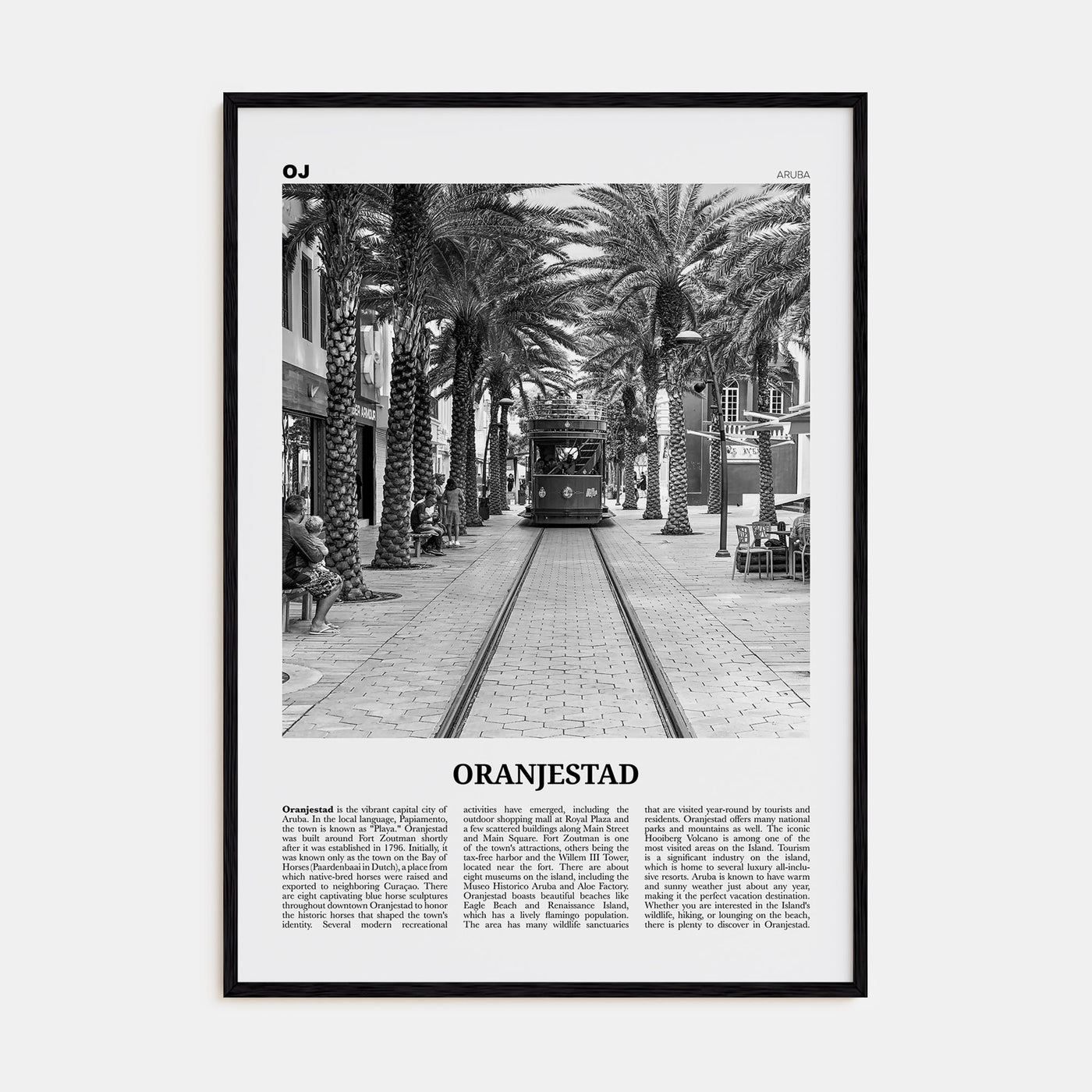 Oranjestad Travel B&W Poster