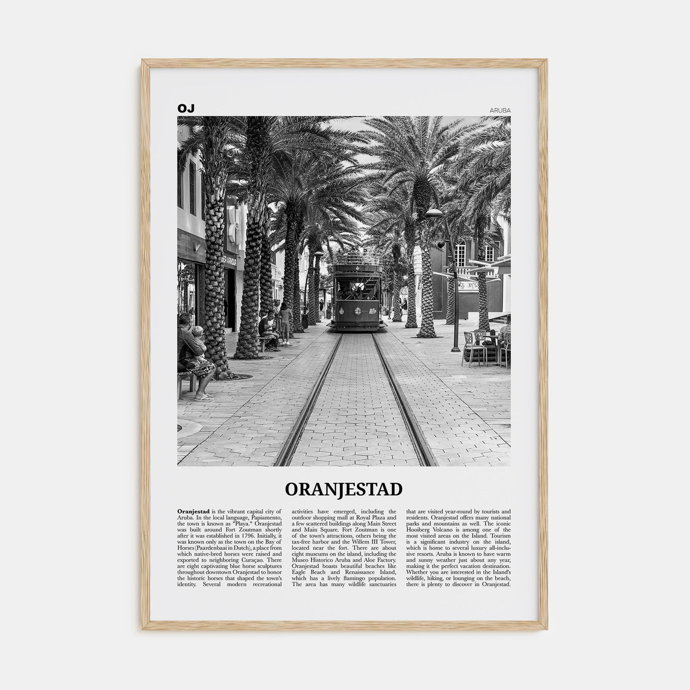 Oranjestad Travel B&W Poster