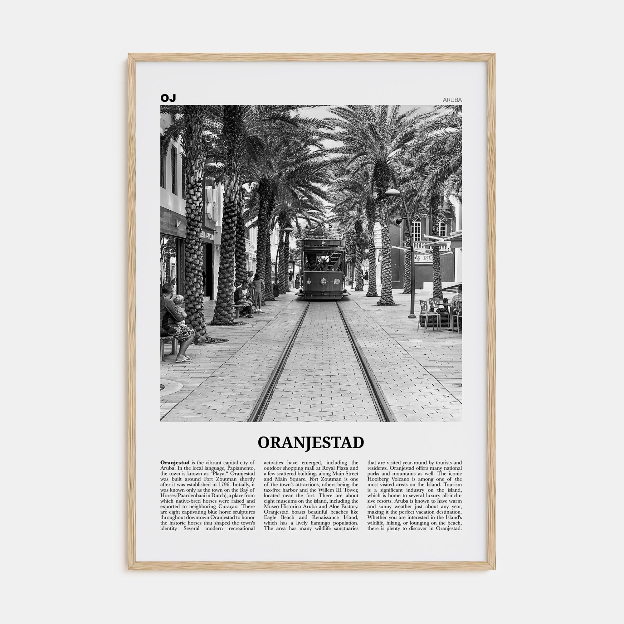 Oranjestad Travel B&W Poster