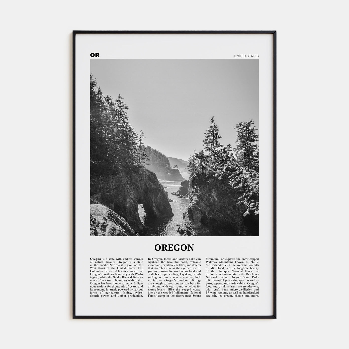 Oregon Travel B&W No 1 Poster