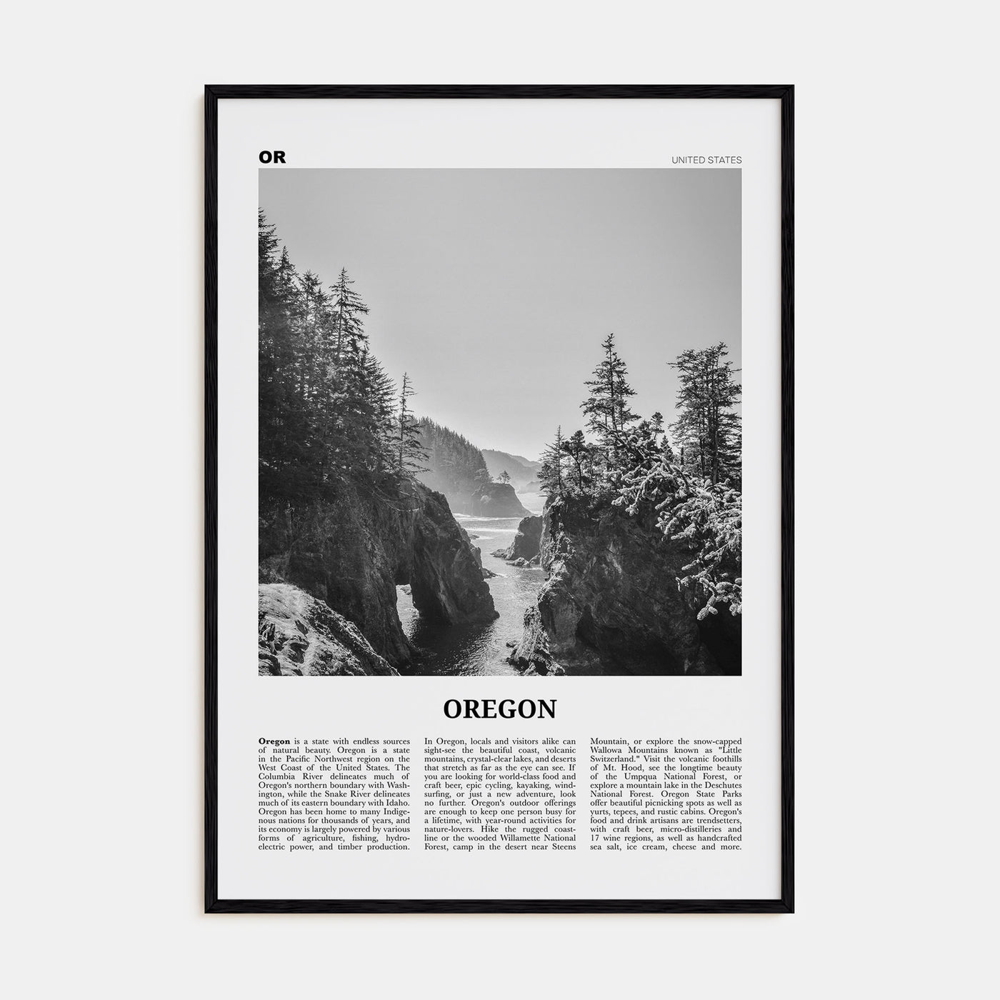 Oregon Travel B&W No 1 Poster