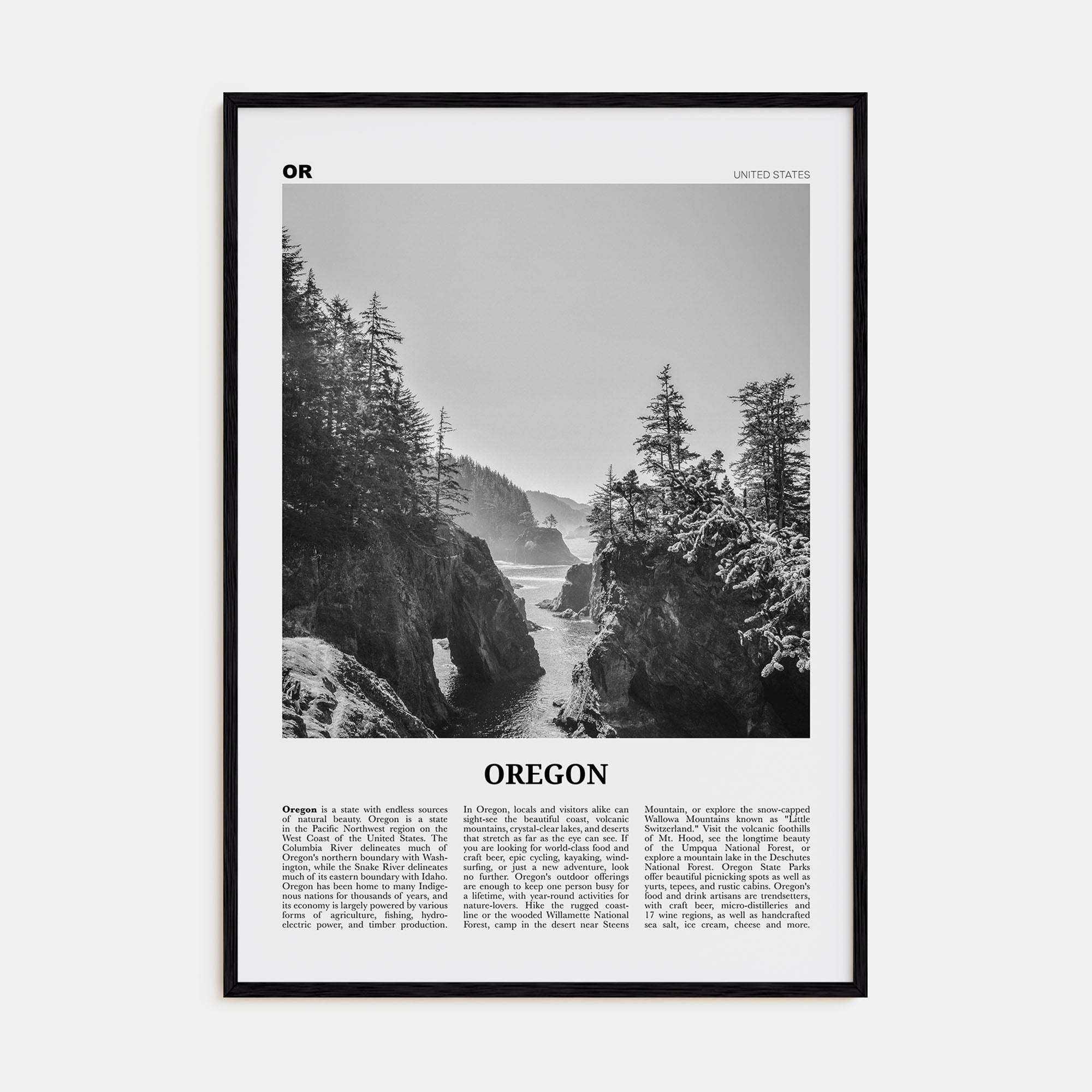 Oregon Travel B&W No 1 Poster