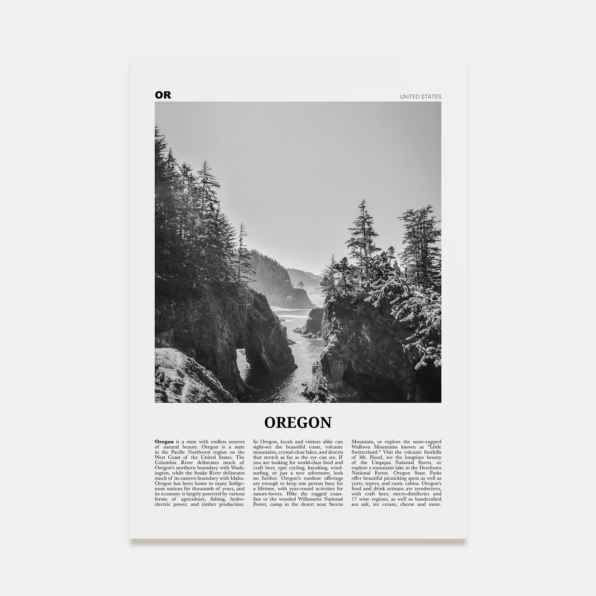 Oregon Travel B&W No 1 Poster