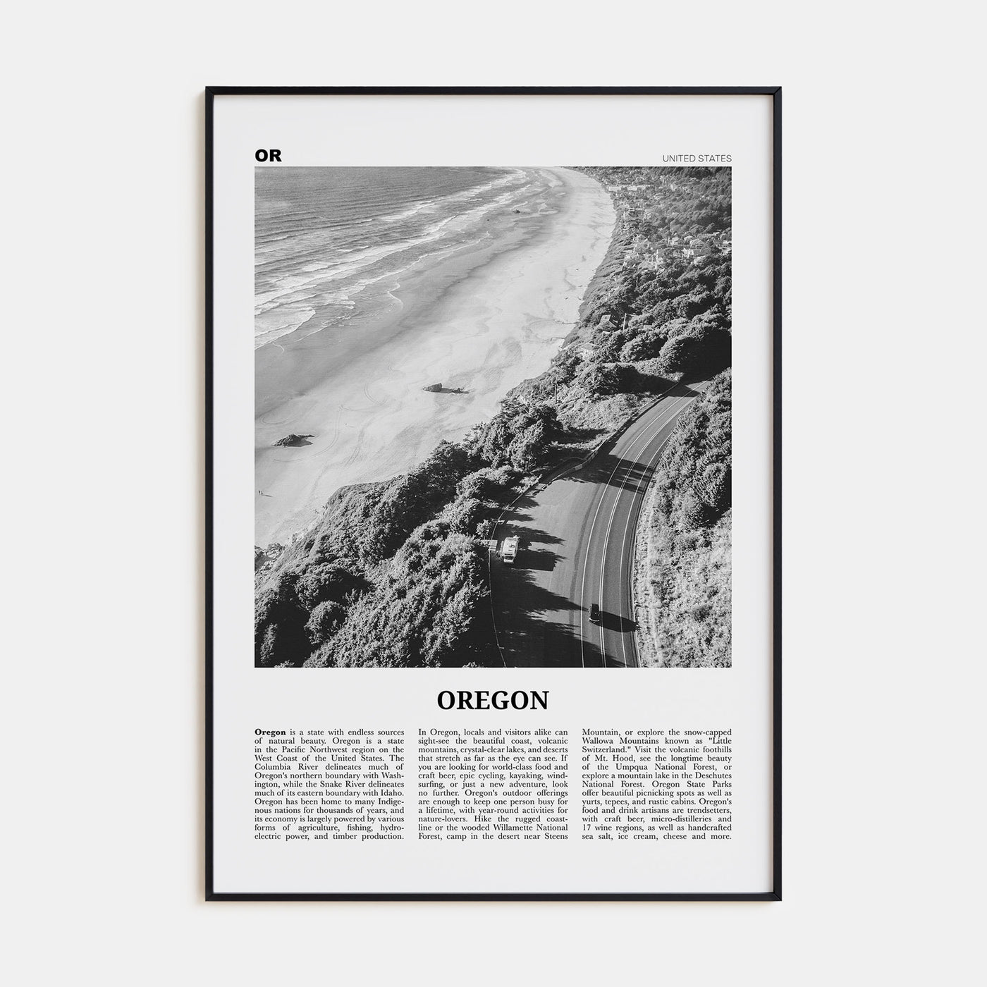 Oregon Travel B&W No 3 Poster