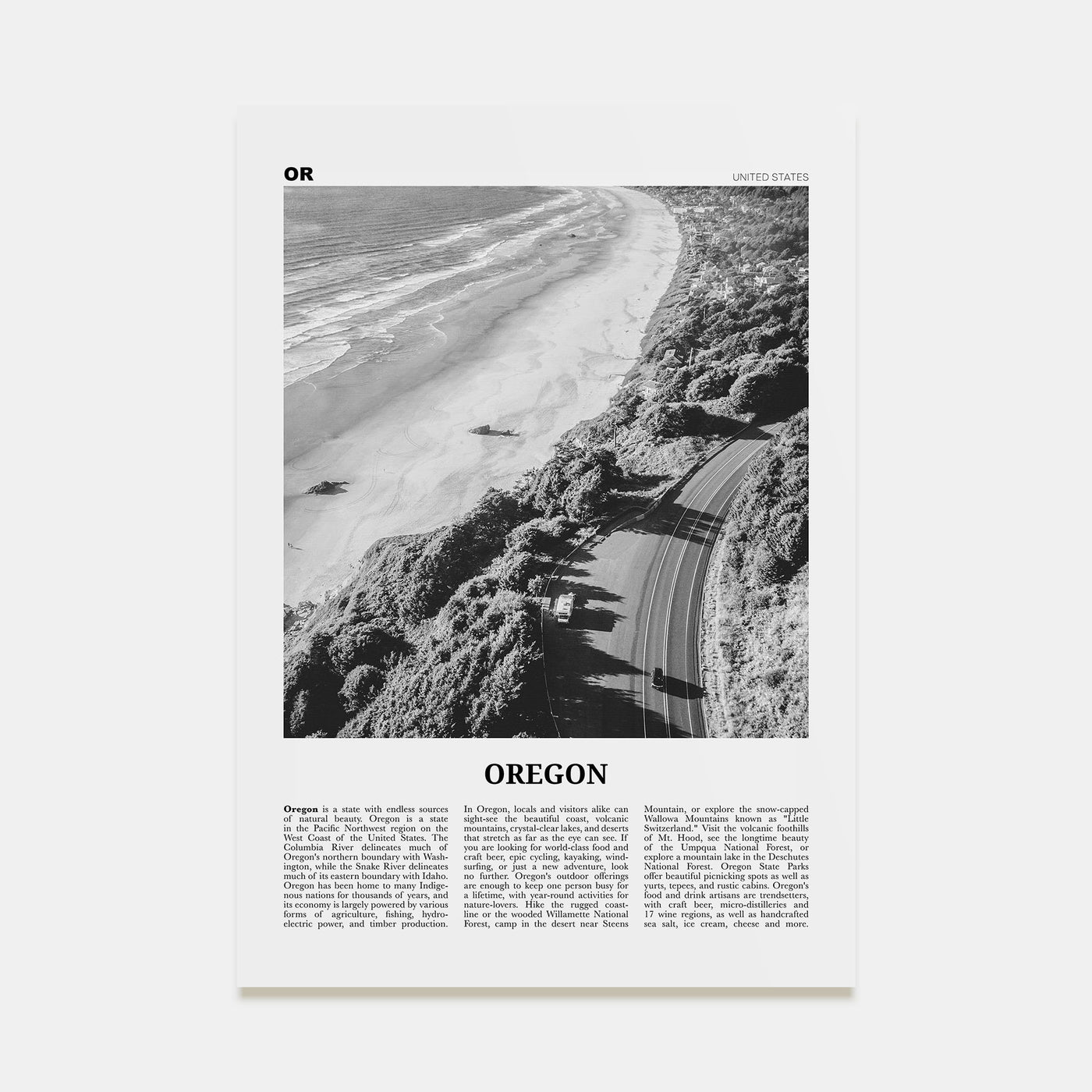 Oregon Travel B&W No 3 Poster
