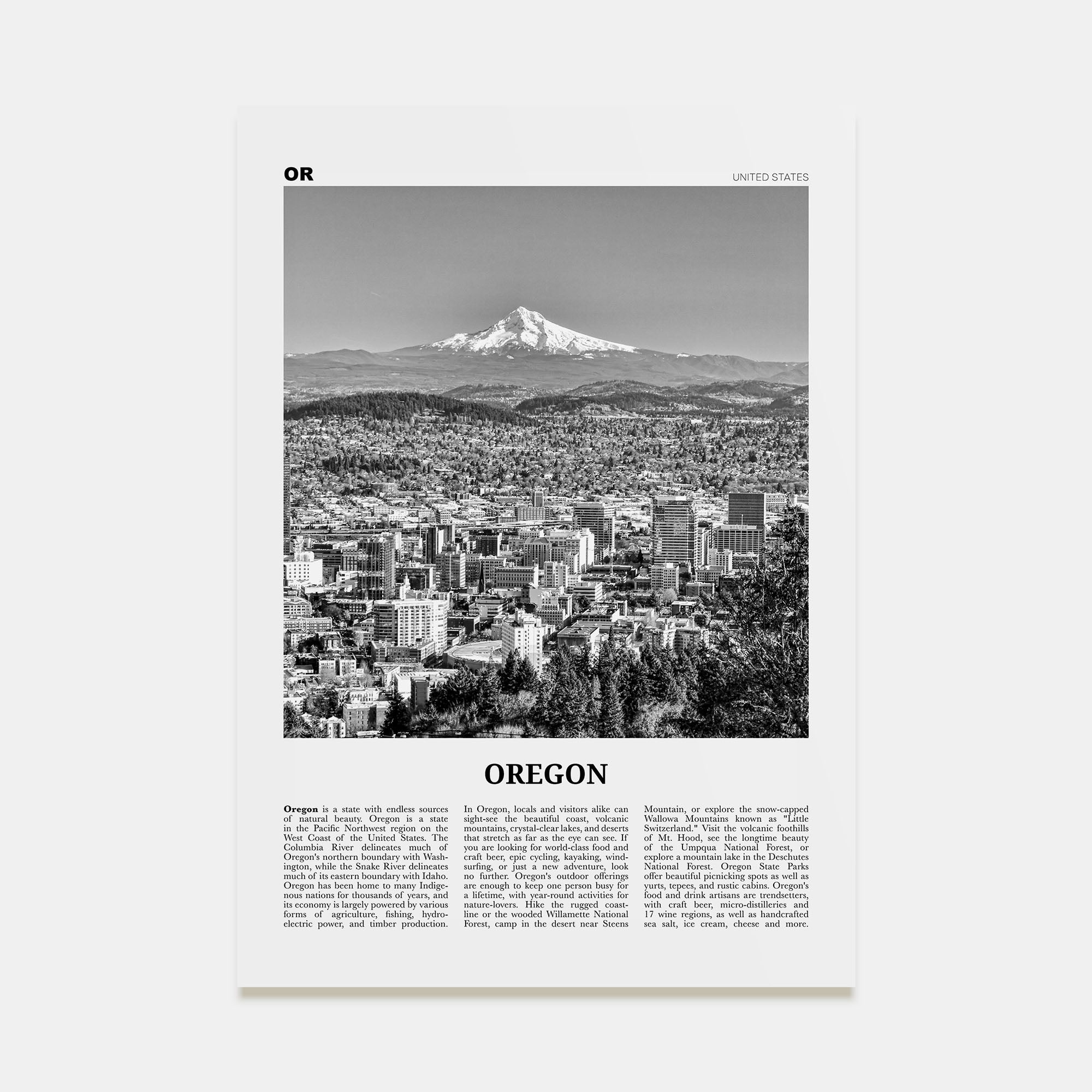Oregon Travel B&W No 4 Poster
