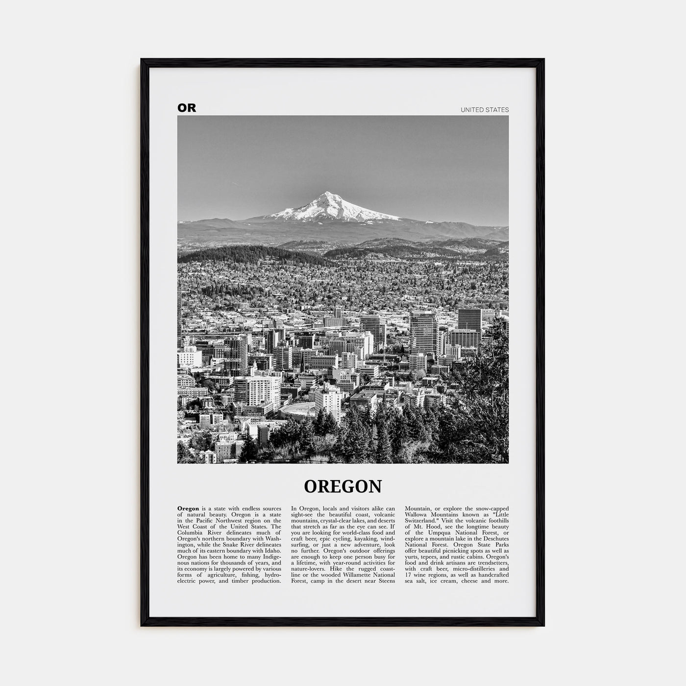 Oregon Travel B&W No 4 Poster