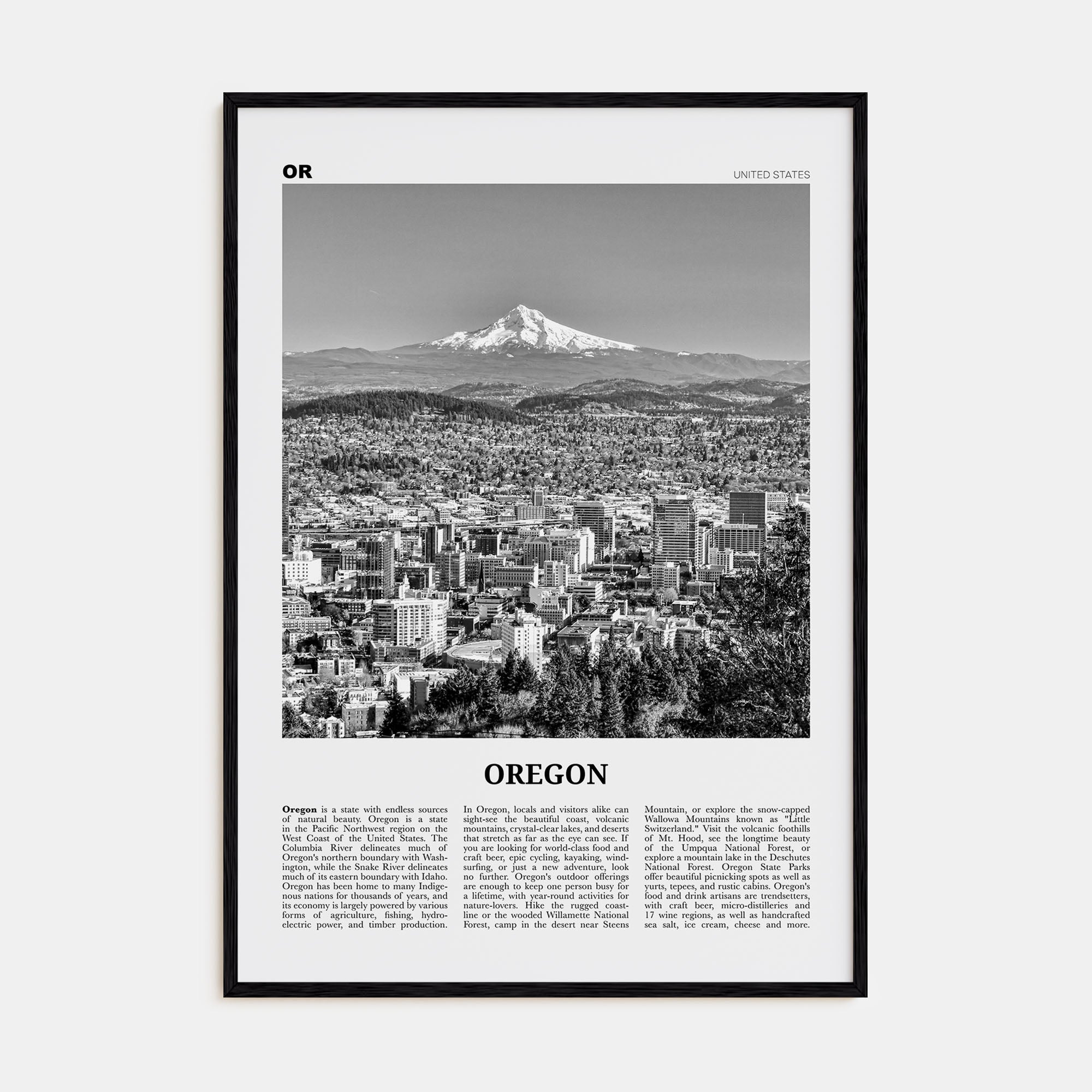 Oregon Travel B&W No 4 Poster