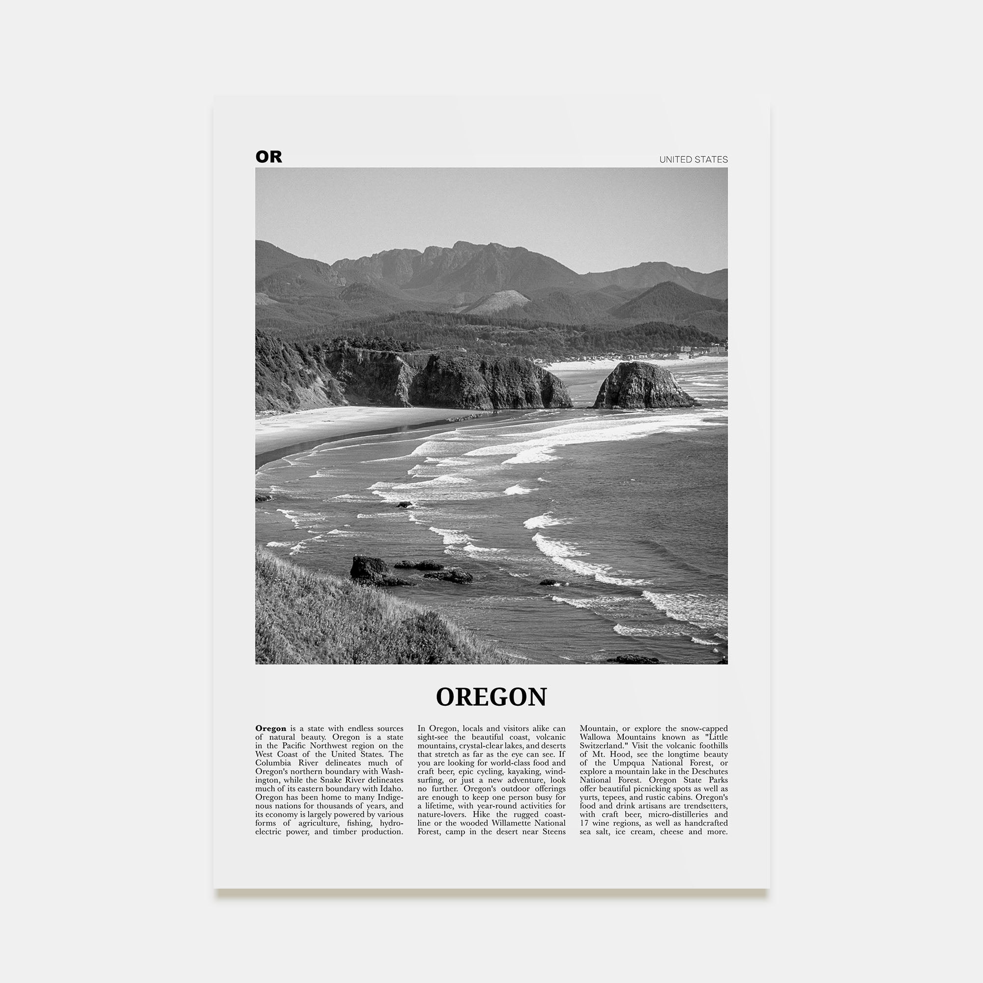 Oregon Travel B&W No 5 Poster