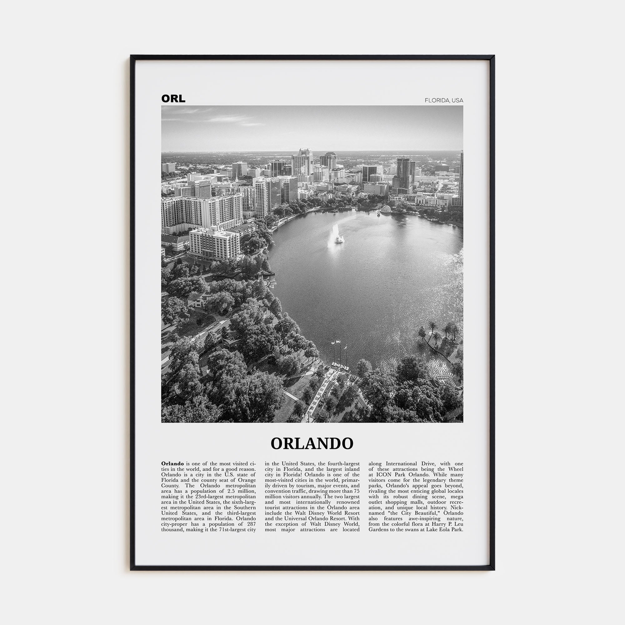 Orlando Travel B&W No 1 Poster